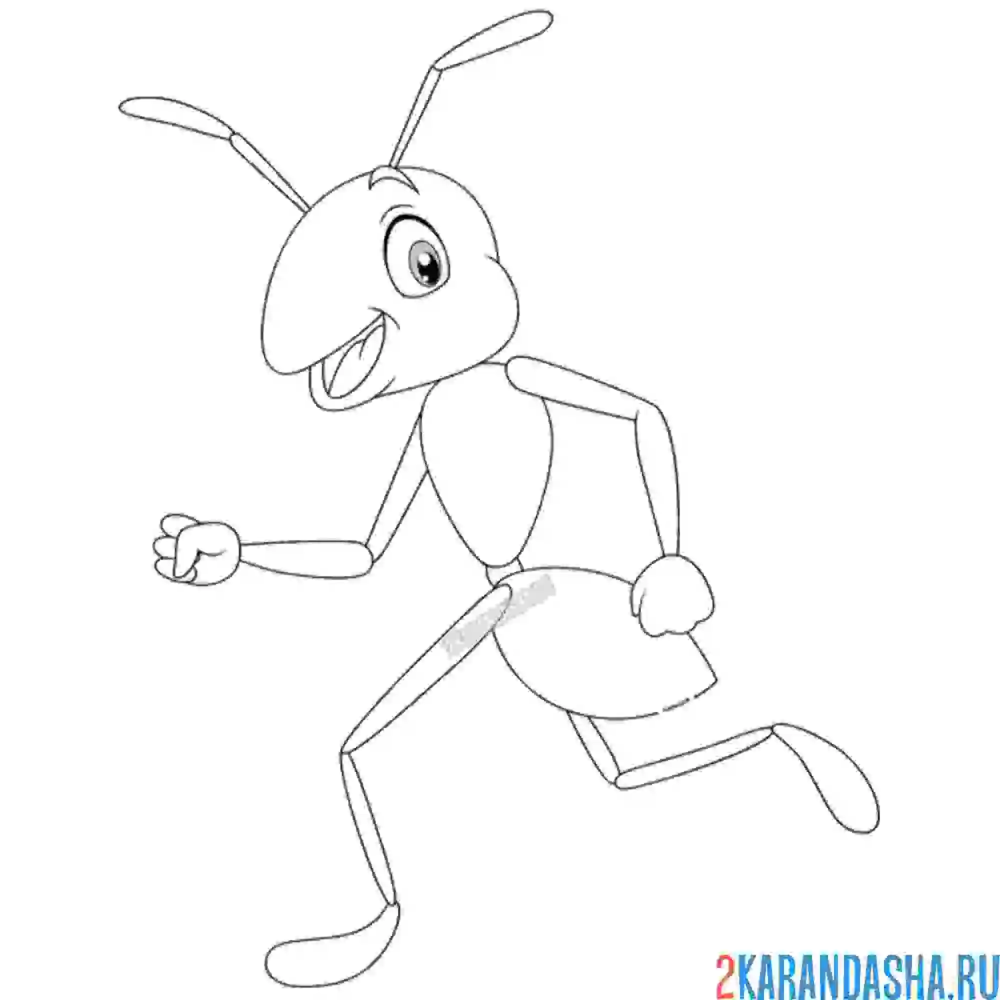 Раскраска муравей бежит за едой