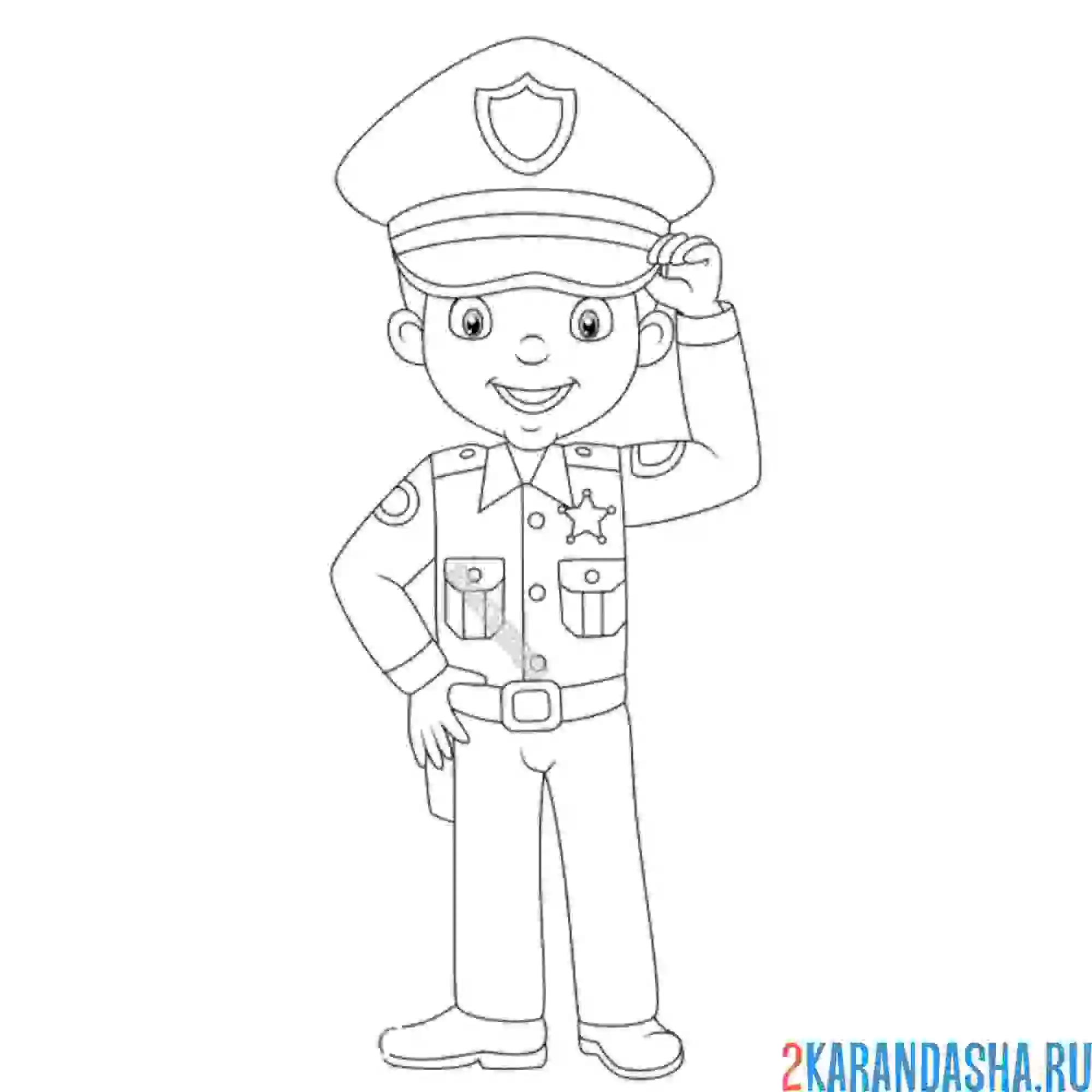 Раскраска полицейский шериф профессия