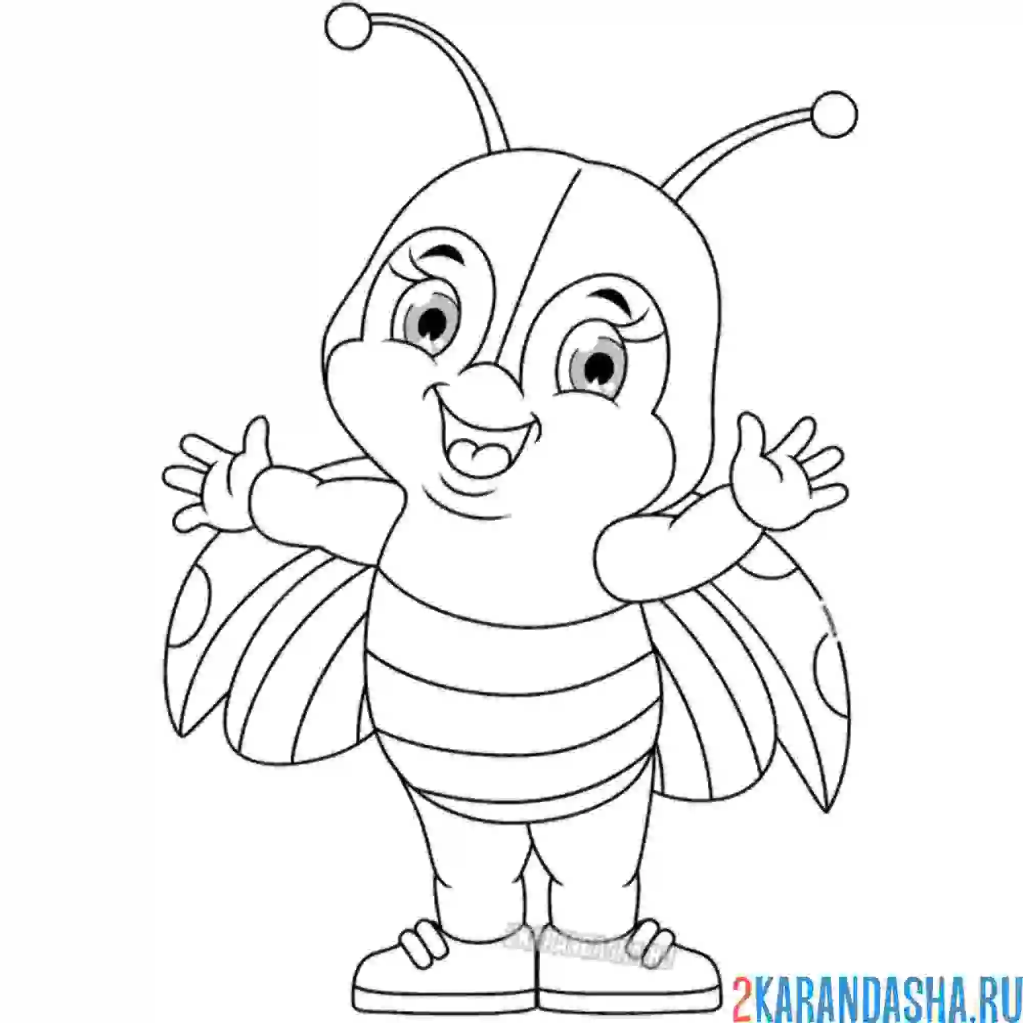 Раскраска мальчик в кедах божья коровка