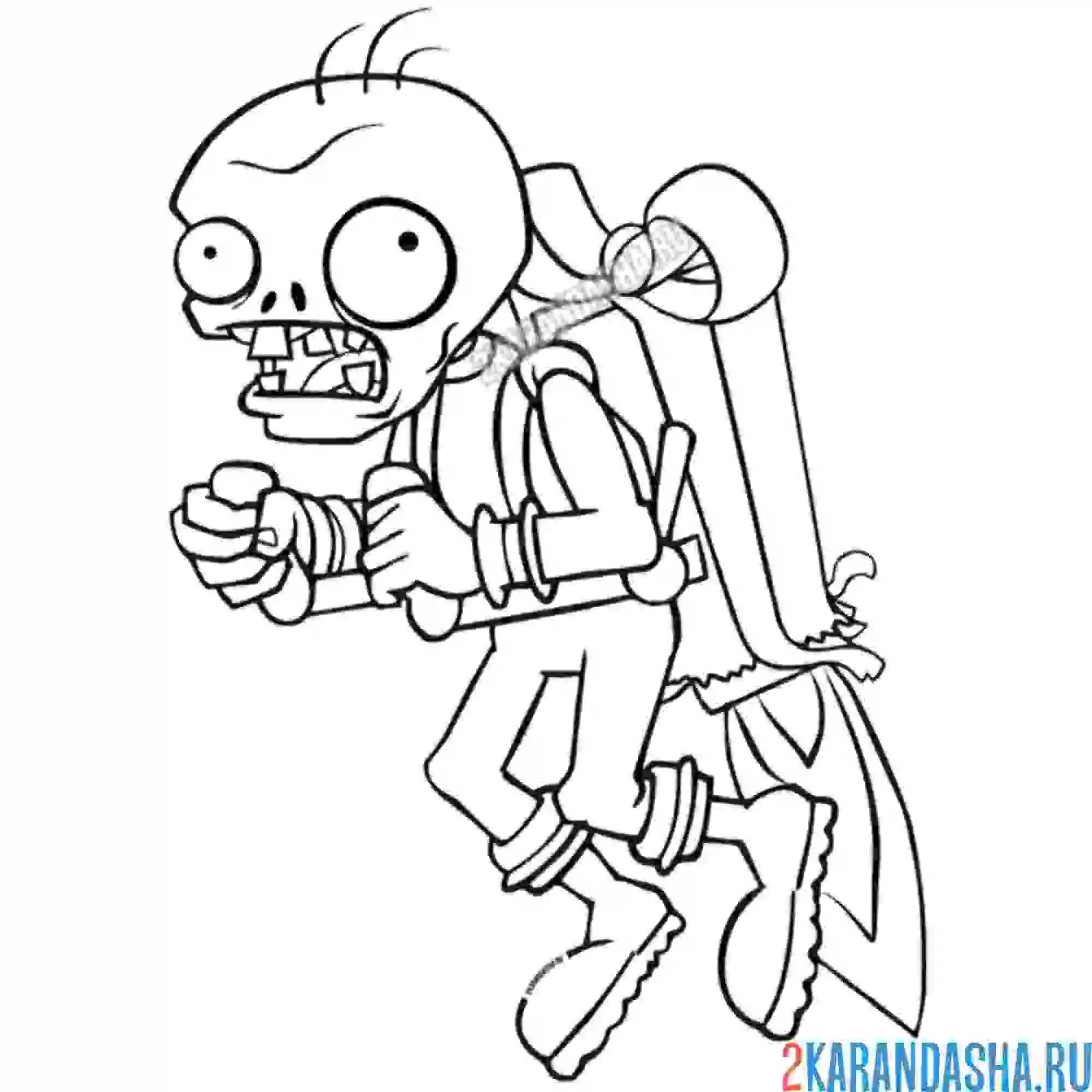 Раскраска летающий зомби футболист с подарком, часть 2