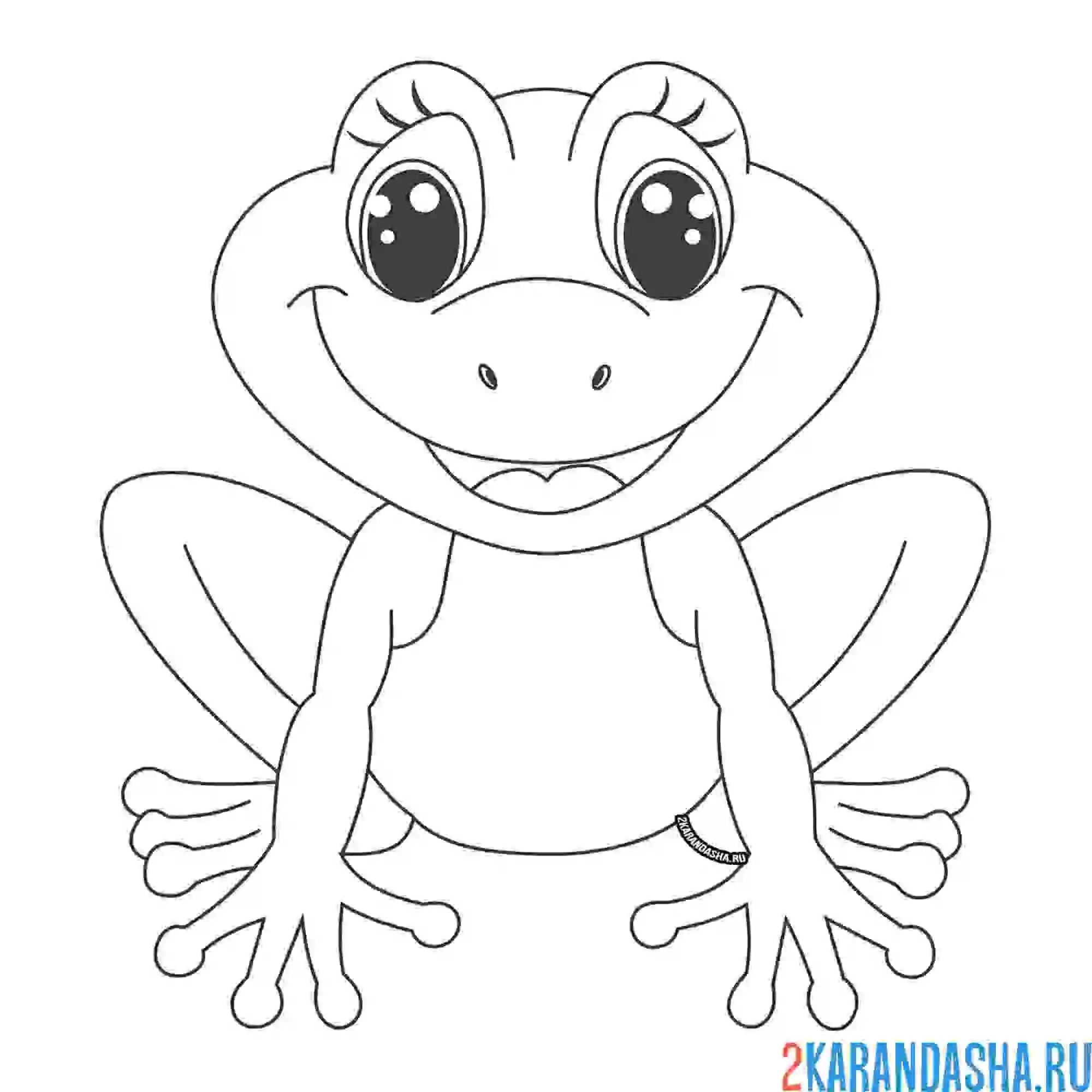 Раскраска улыбающаяся лягушка
