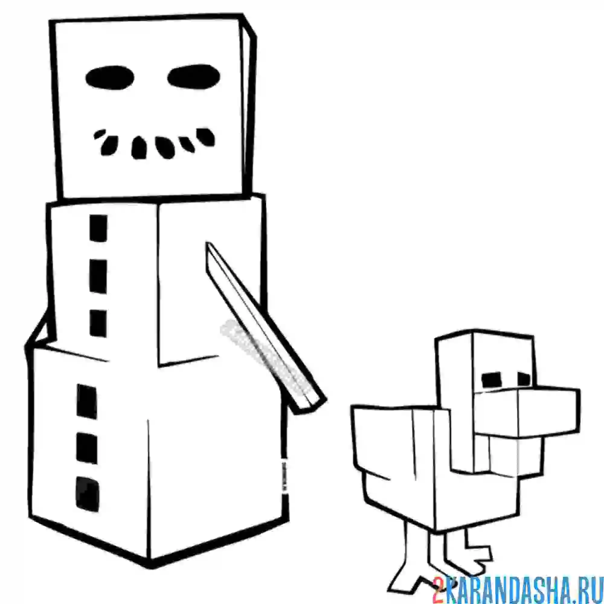 Раскраска снеговик с уткой