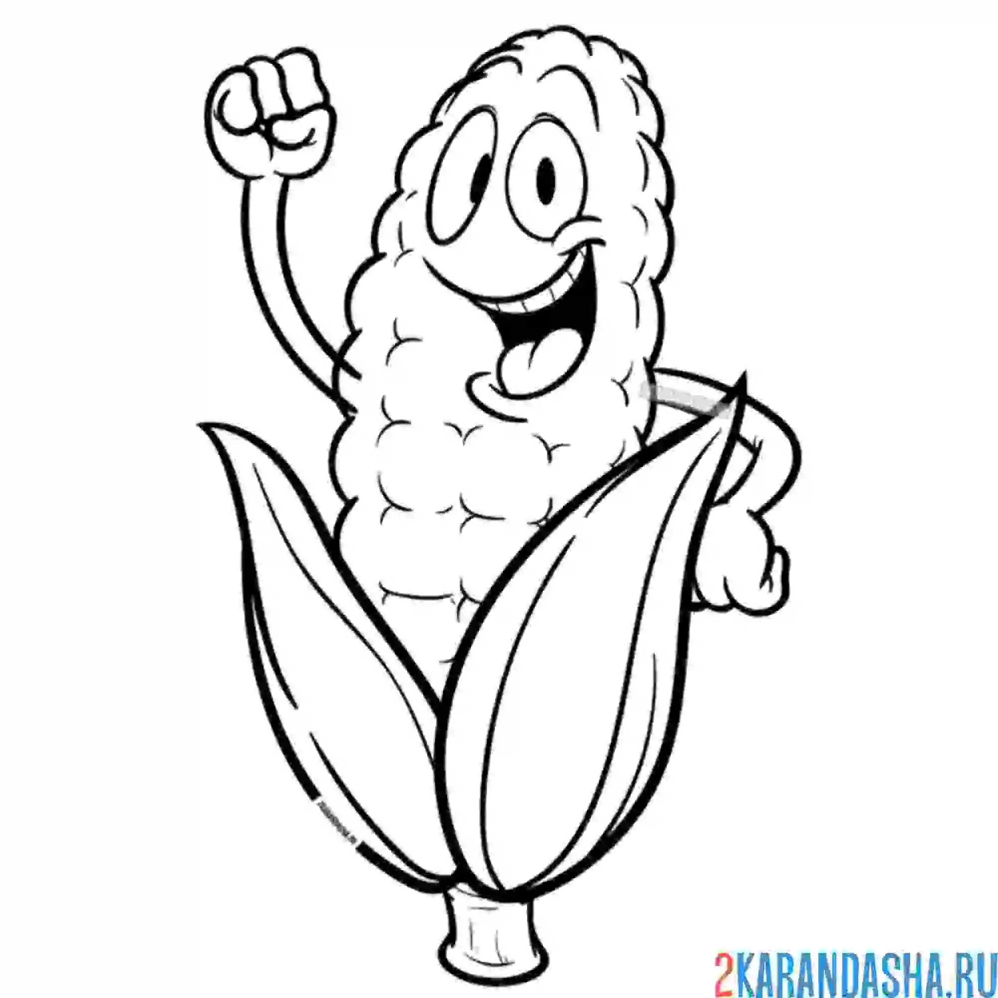 Раскраска кукуруза с глазками