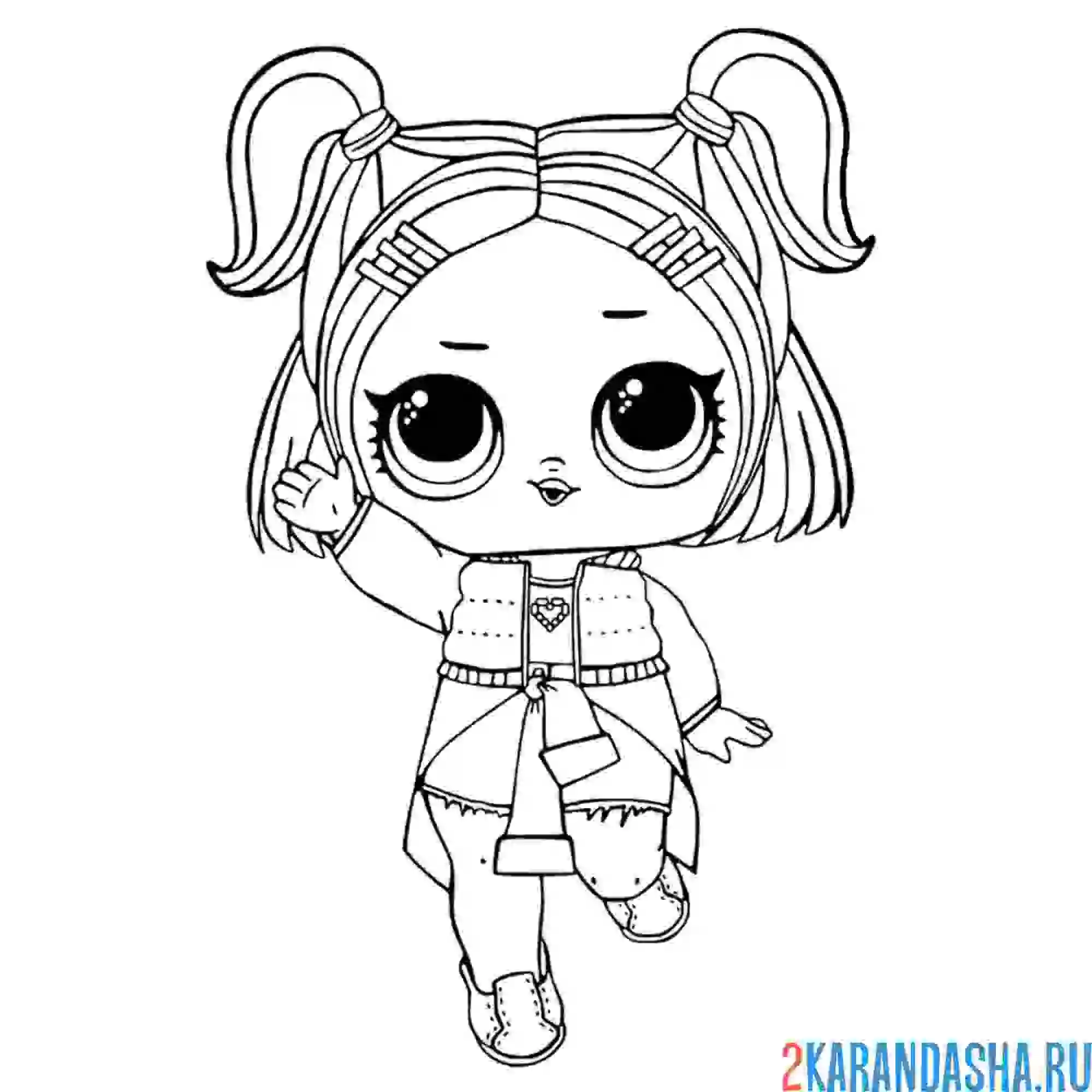 Раскраска кукла лол с двумя хвостиками (vrqt)