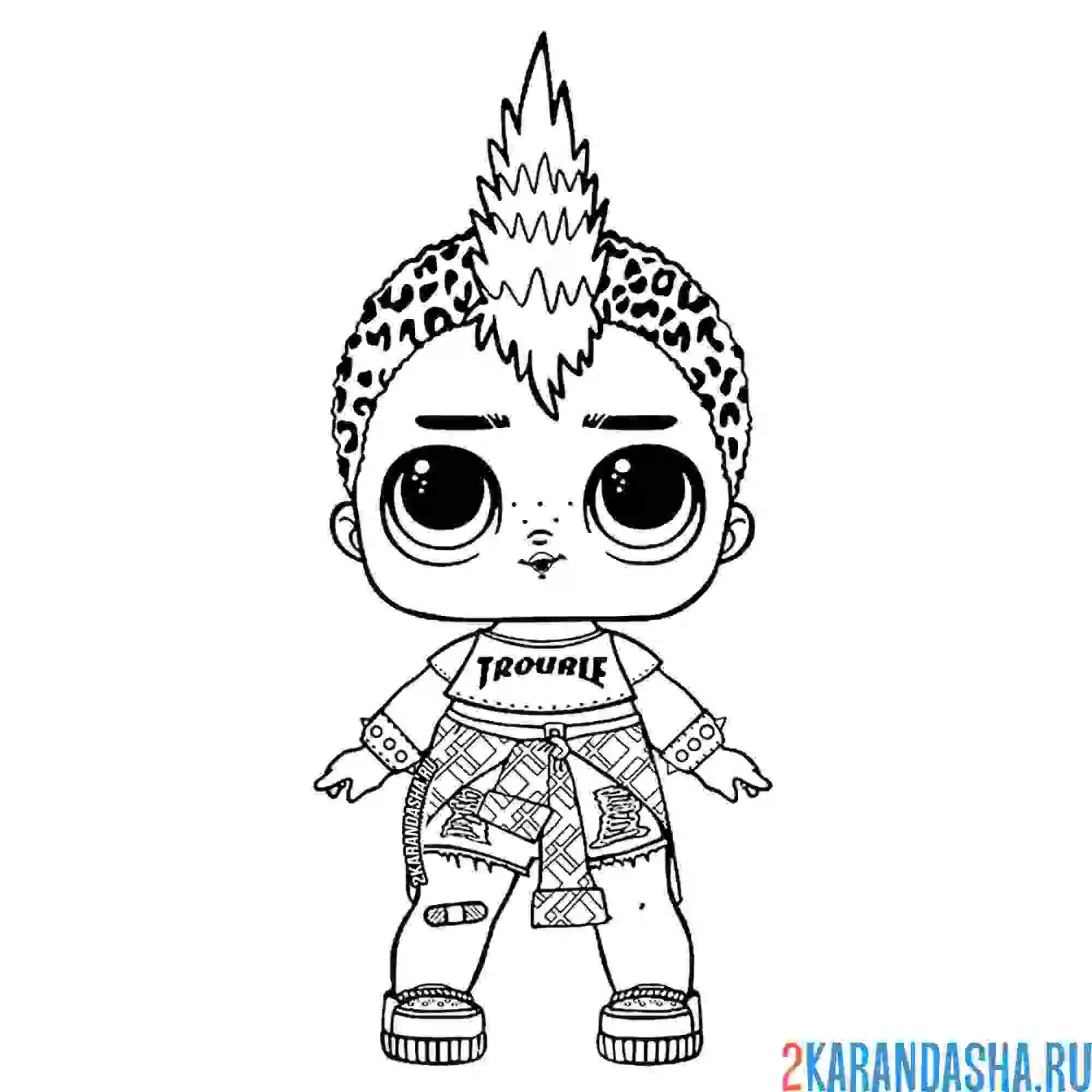 Раскраска кукла лол мальчик панк (punk boy)