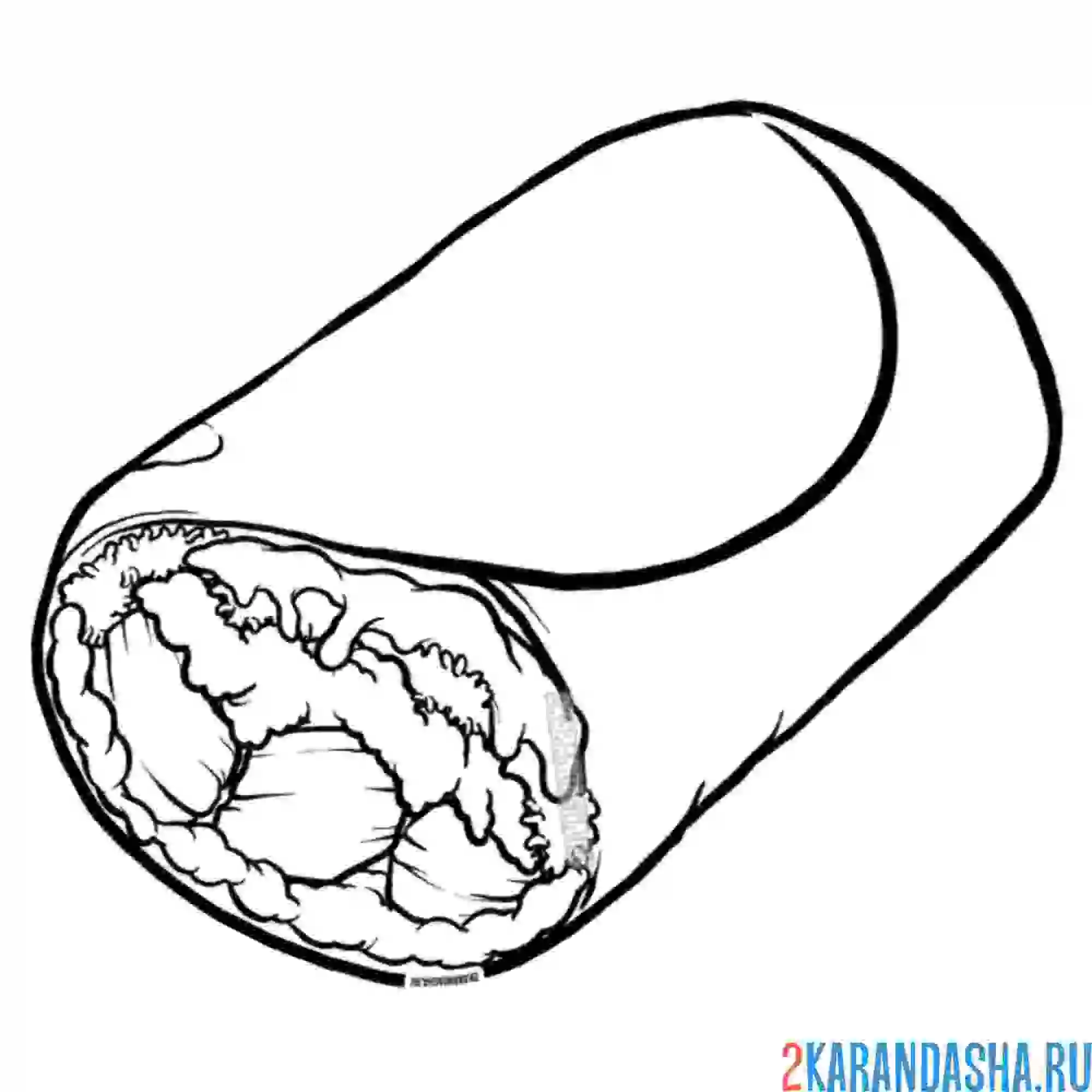 Раскраска лаваш, шаурма, буррито