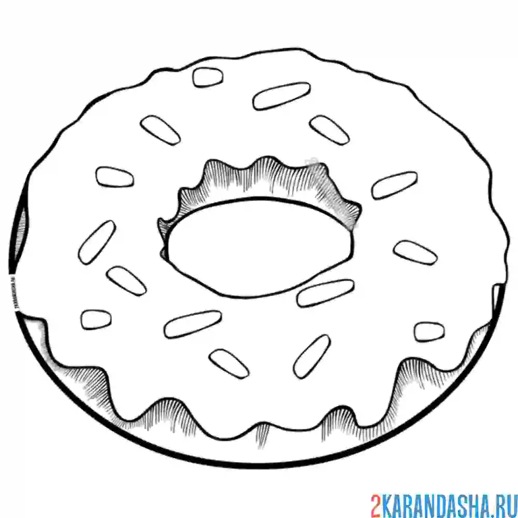 Раскраска сладкий пончик, десерт