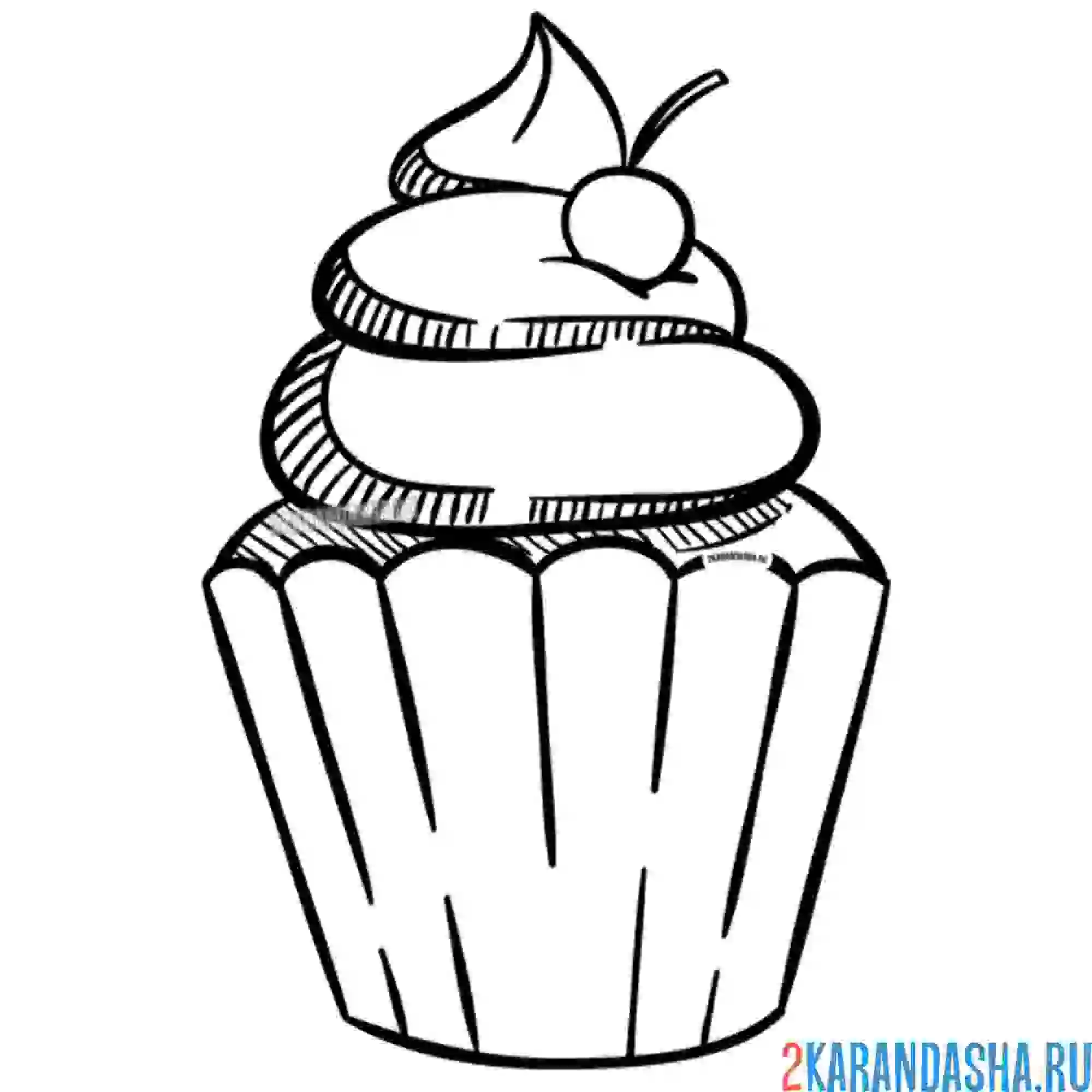 Раскраска пирожное, капкейк, десерт