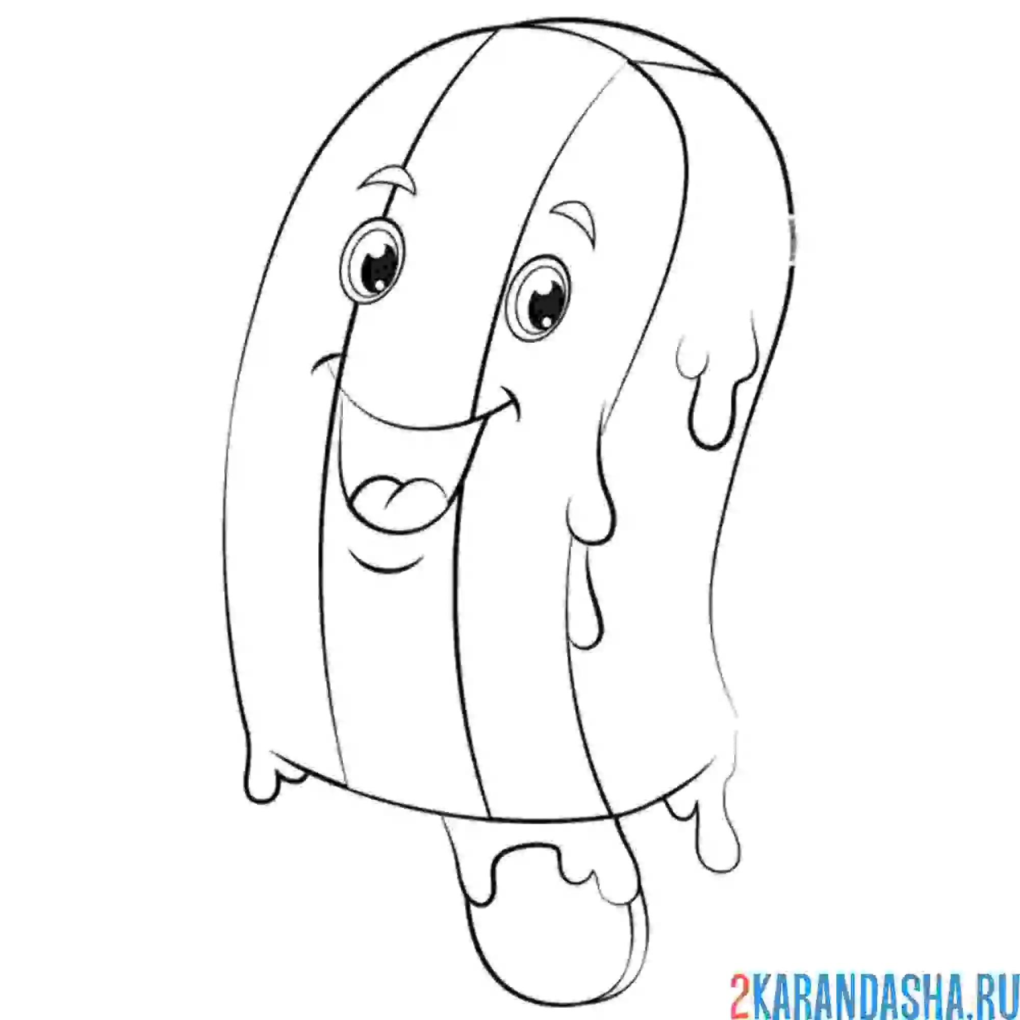 Раскраска вкусное мороженое на палочке, эскимо