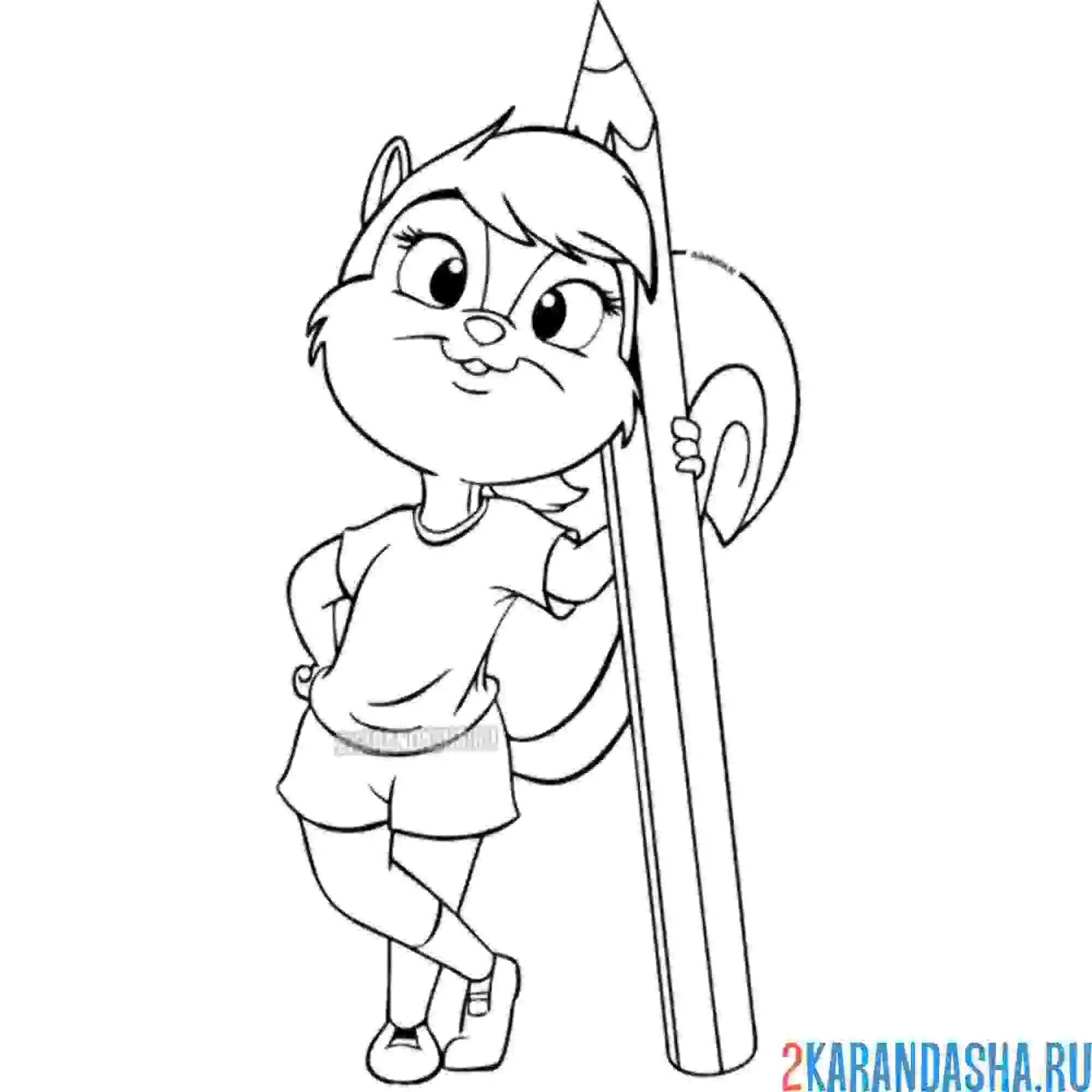 Раскраска красивая белочка с карандашом