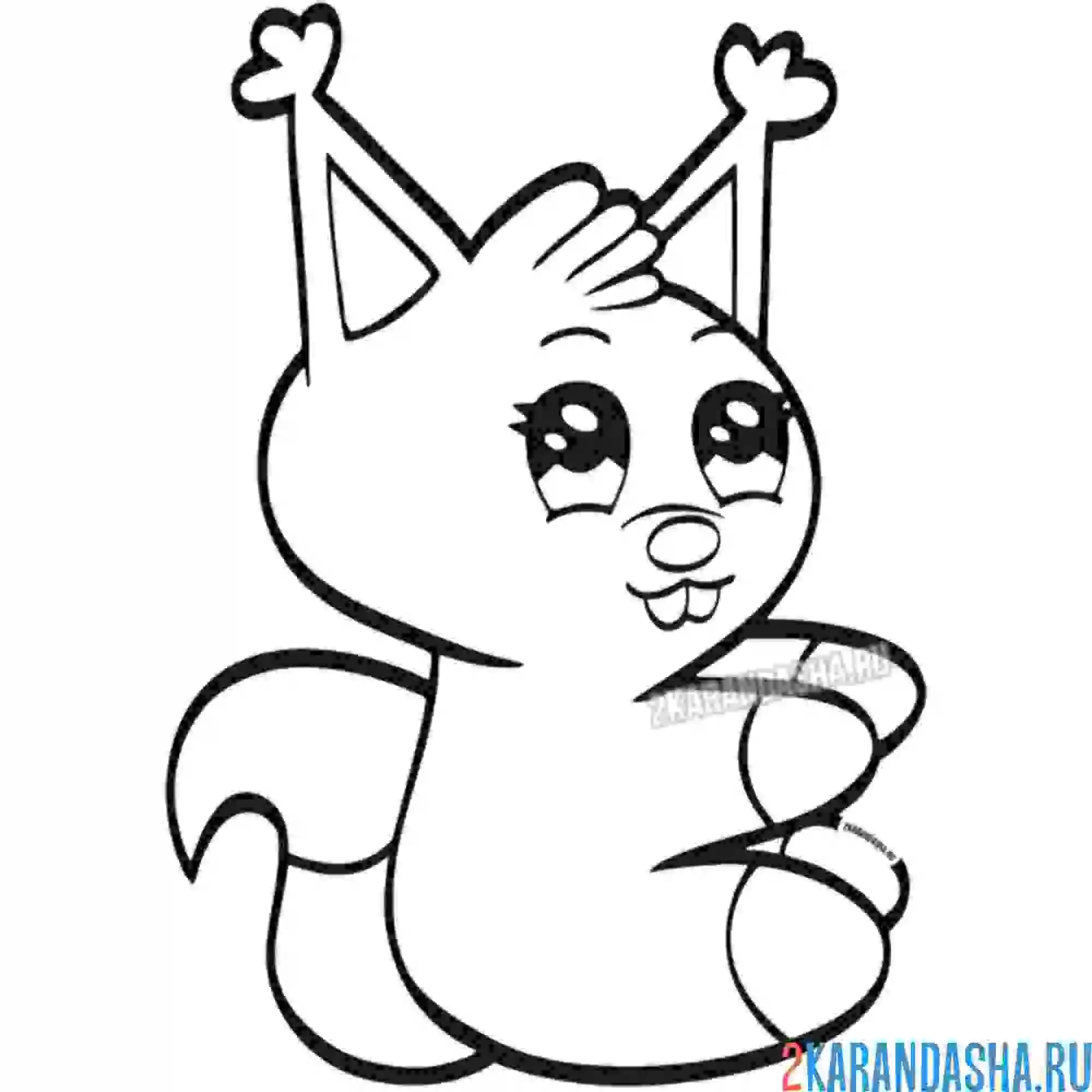 Раскраска рисунок белки для самых маленьких