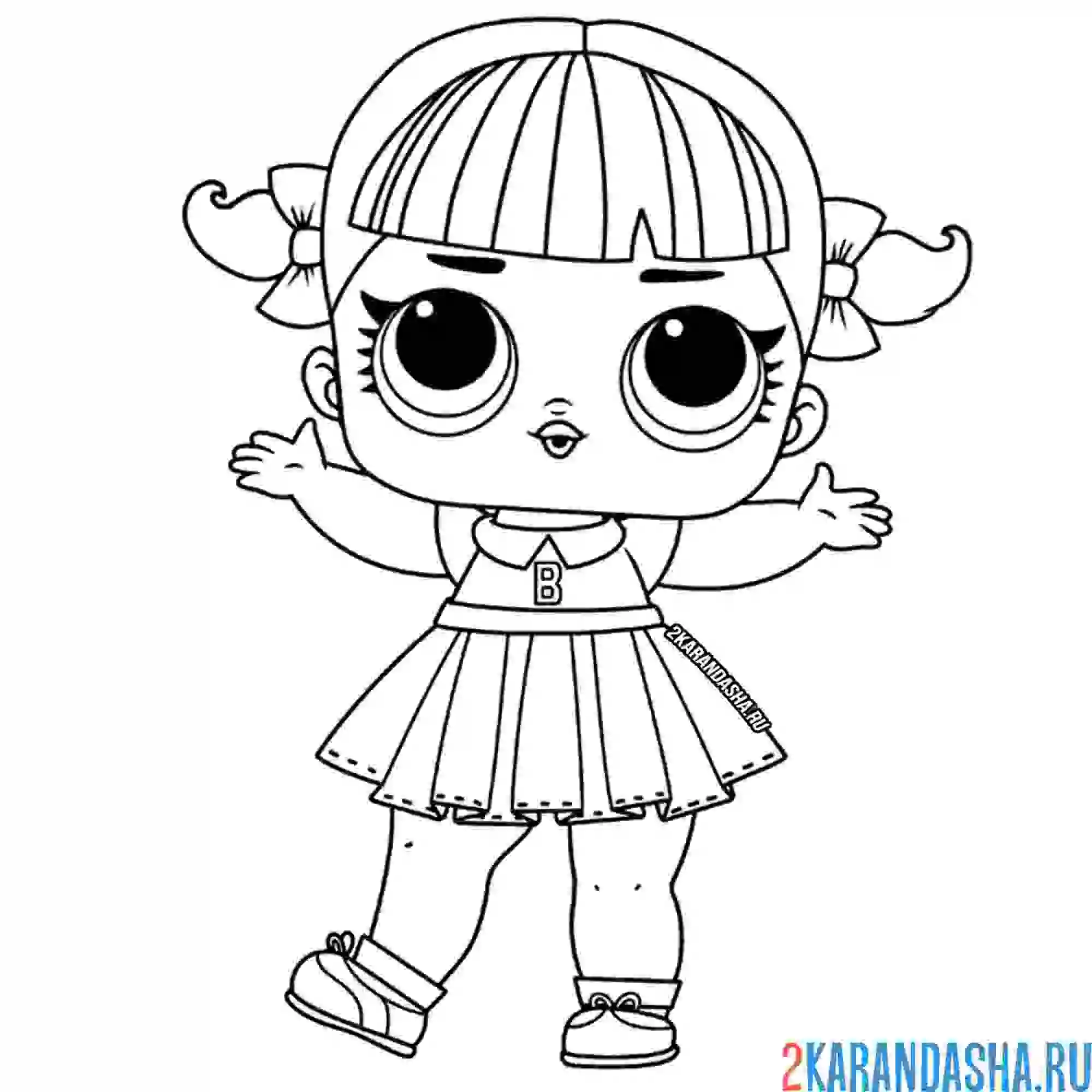Раскраска кукла лол капитан группы поддержки (cheer captain)