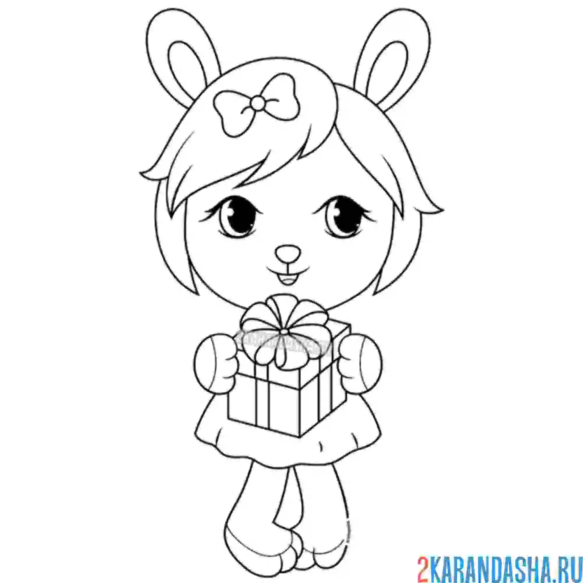 Раскраска милая зайка