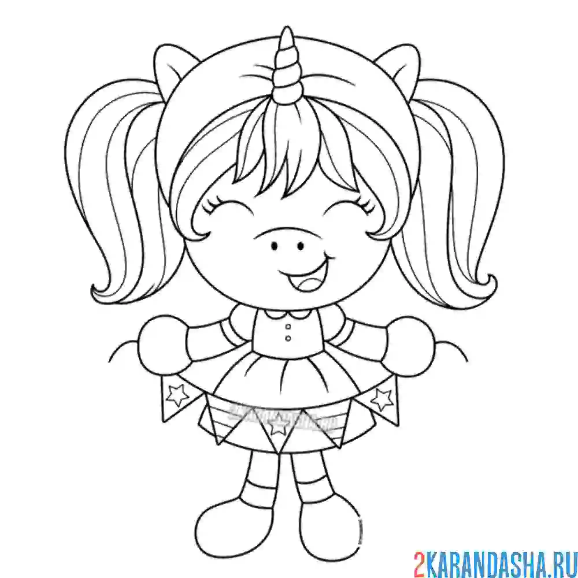 Раскраска забавный единорожек