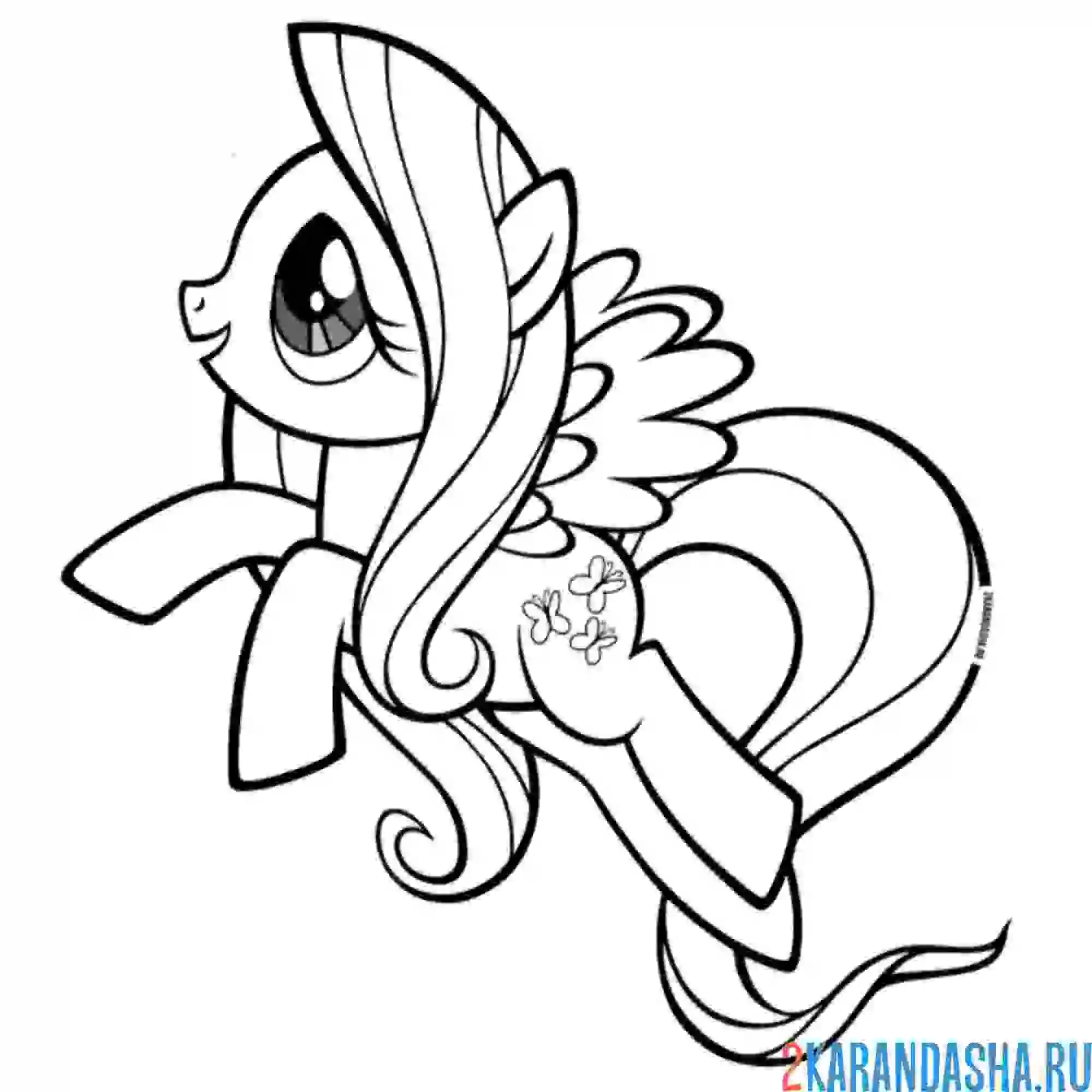 Раскраска флаттершай с крыльями