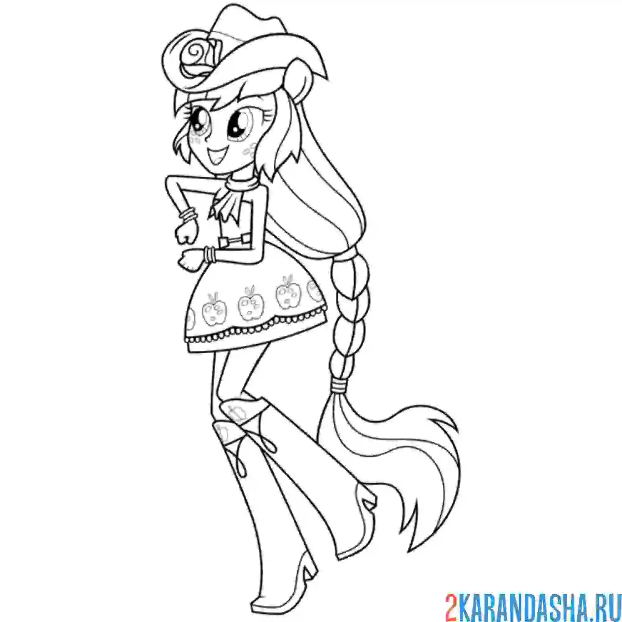 Раскраска девочка из эквестрии эпплджек