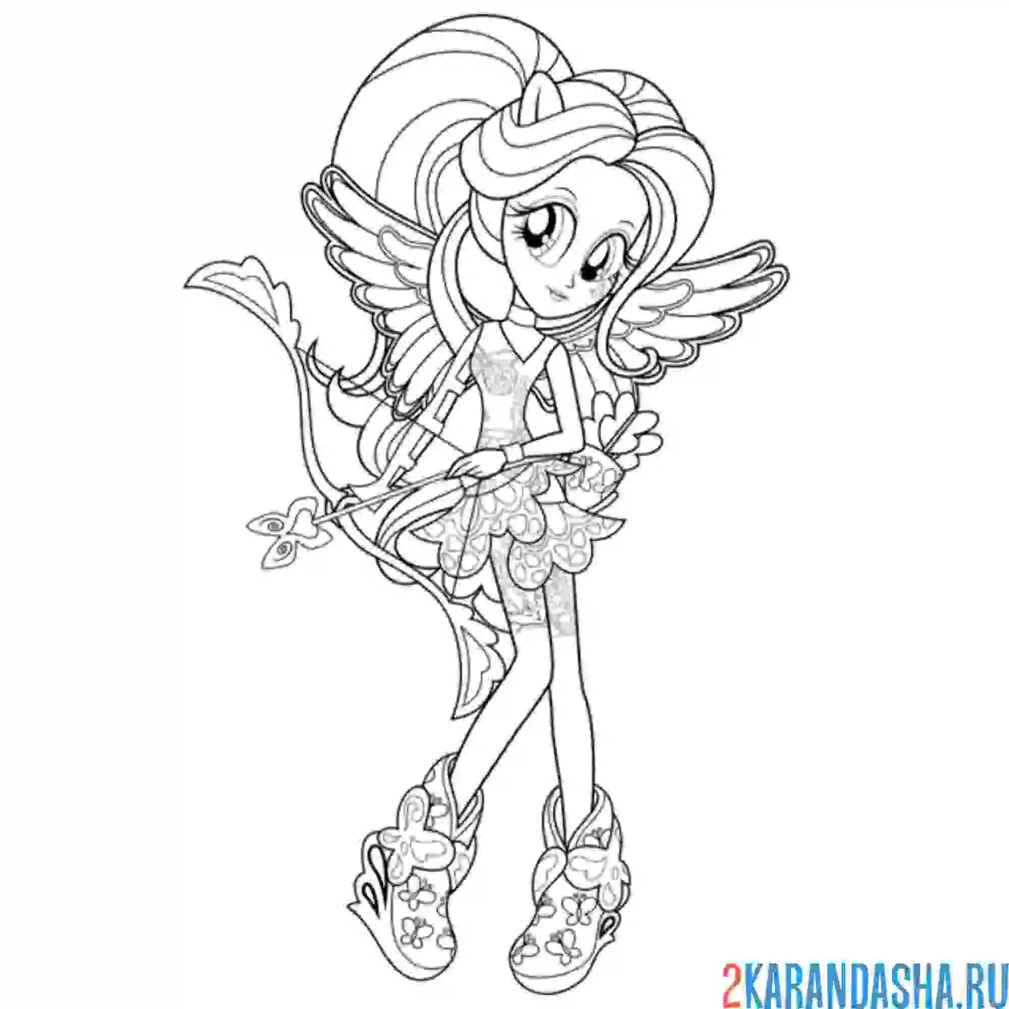 Раскраска девочки из эквестрии флаттершай