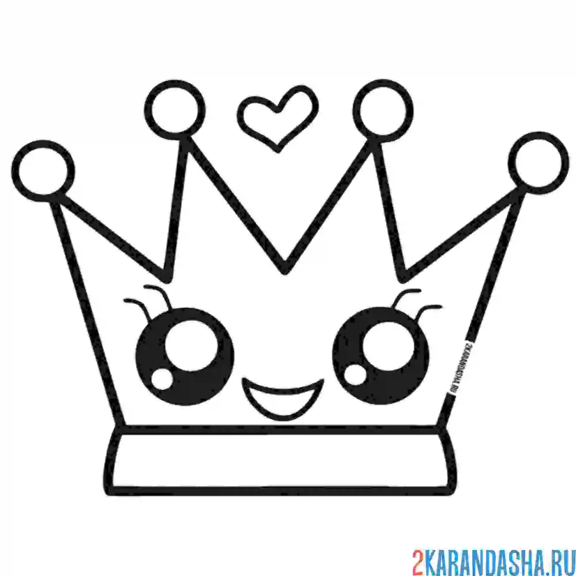 Раскраска корона принцессы кавай