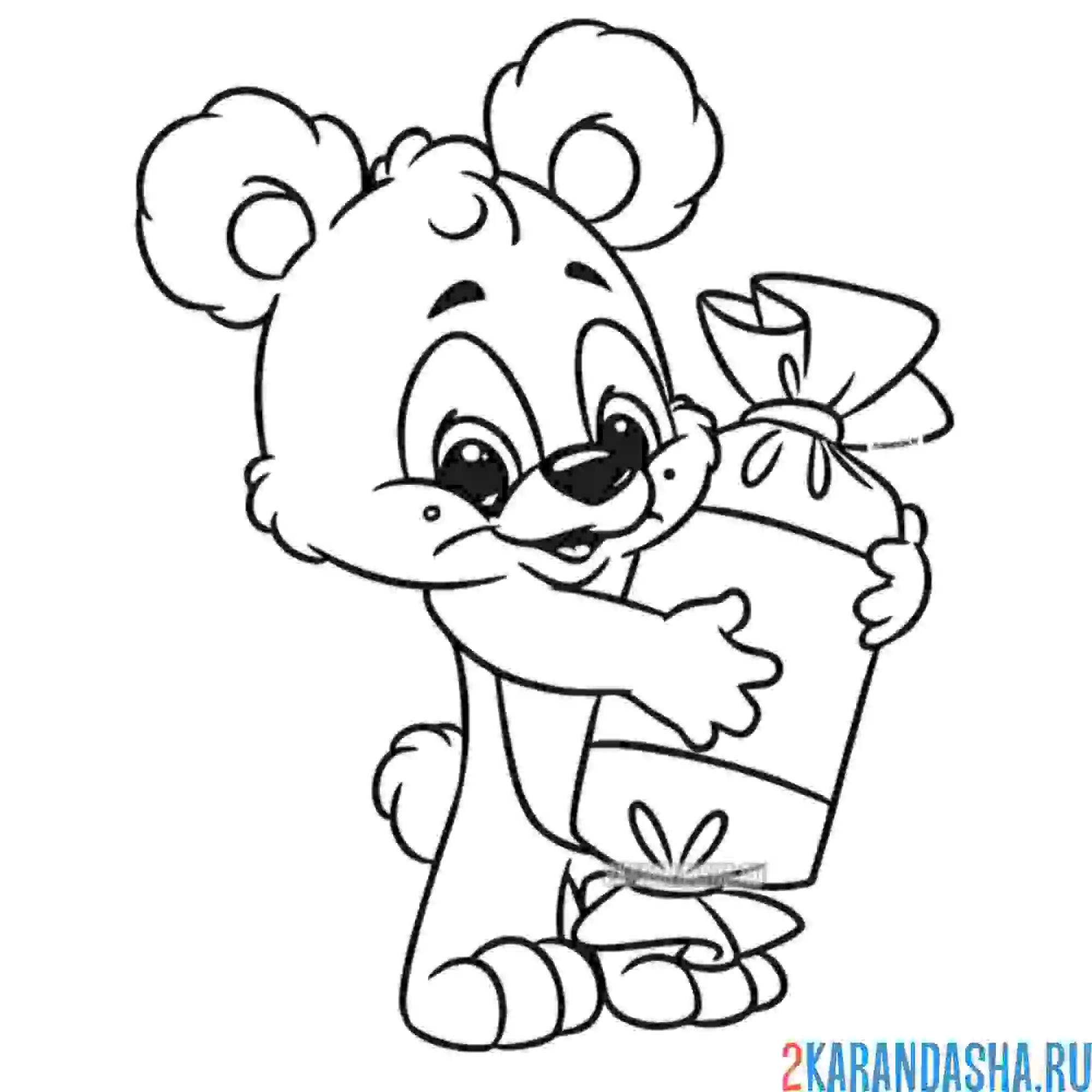 Раскраска мишка с конфетой