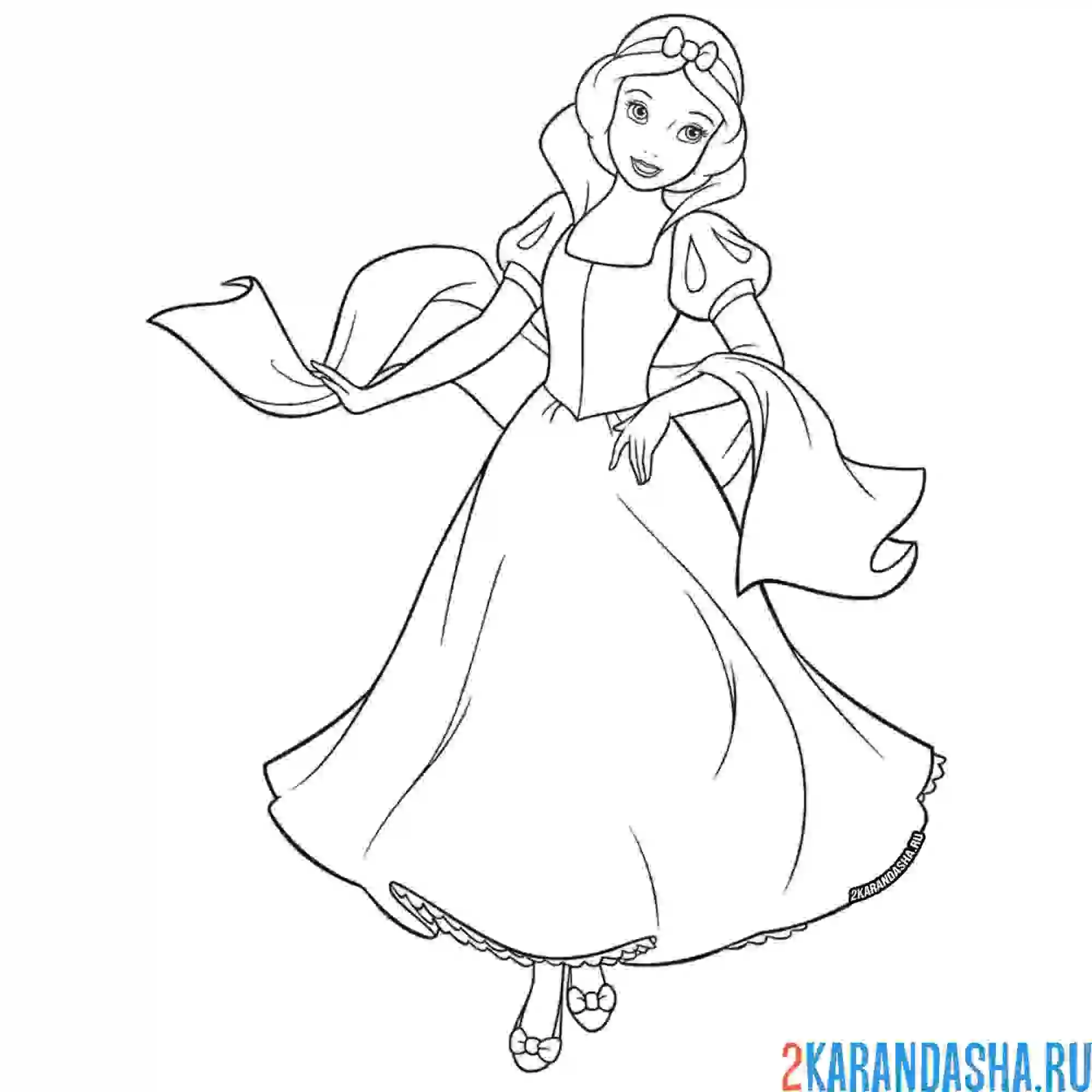 Раскраска красивая белоснежка дисней