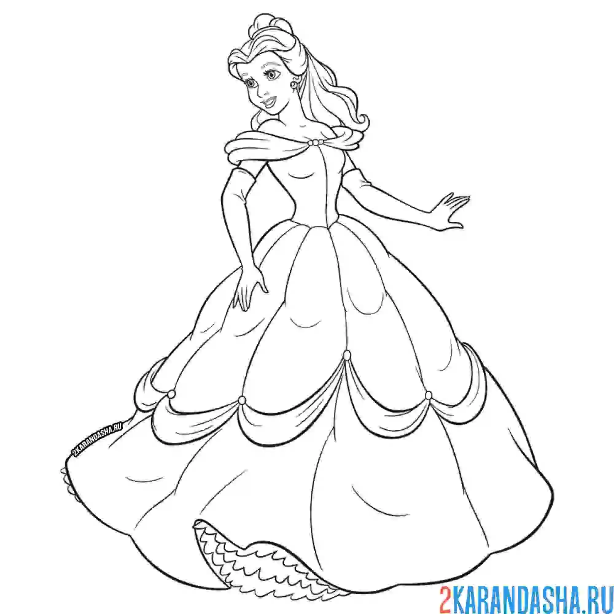 Раскраска принцесса белль дисней