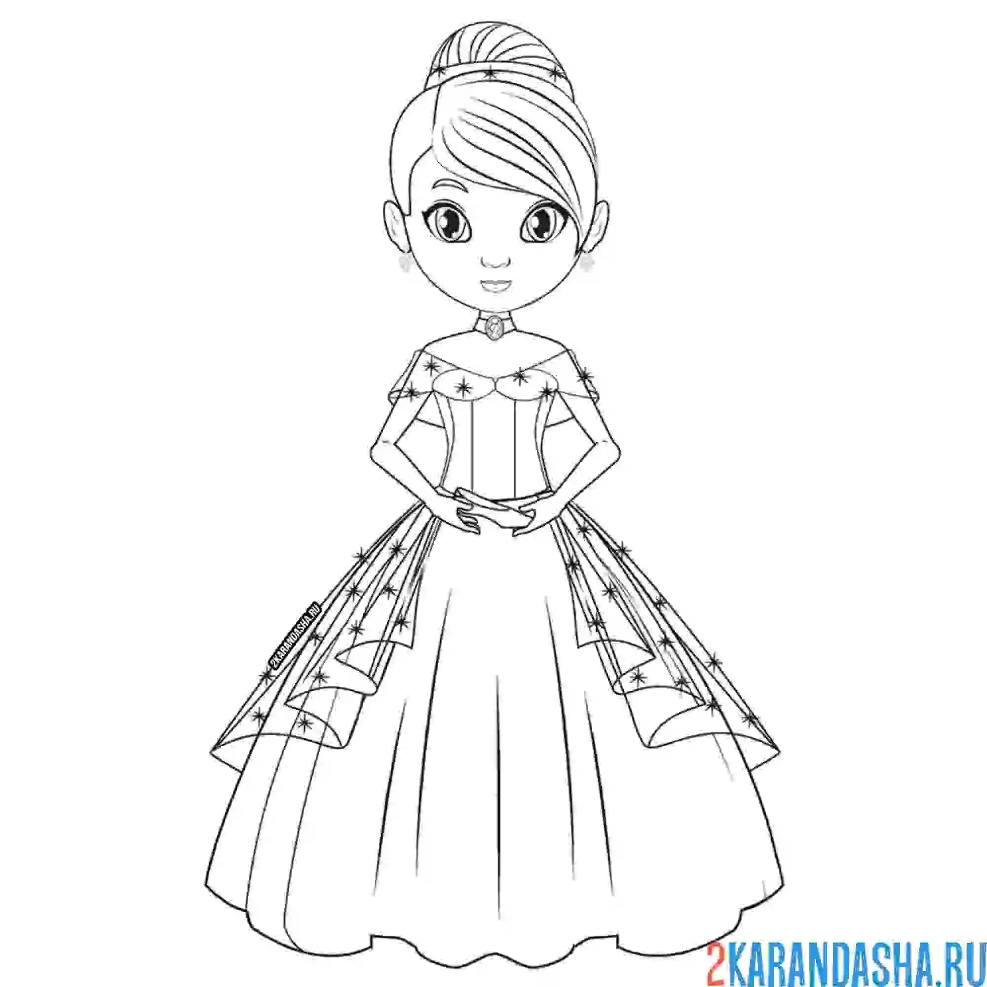 Раскраска принцесса золушка
