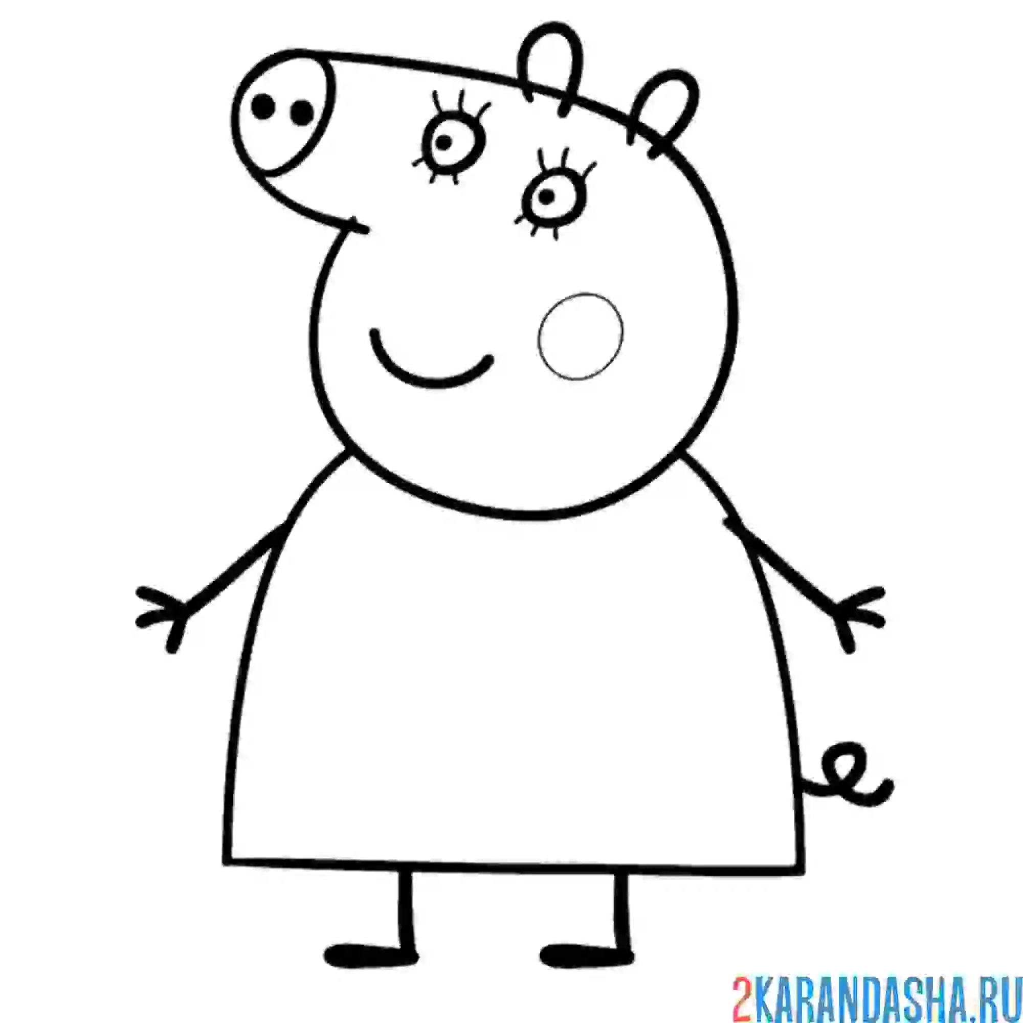 Раскраска мама свинка в платье