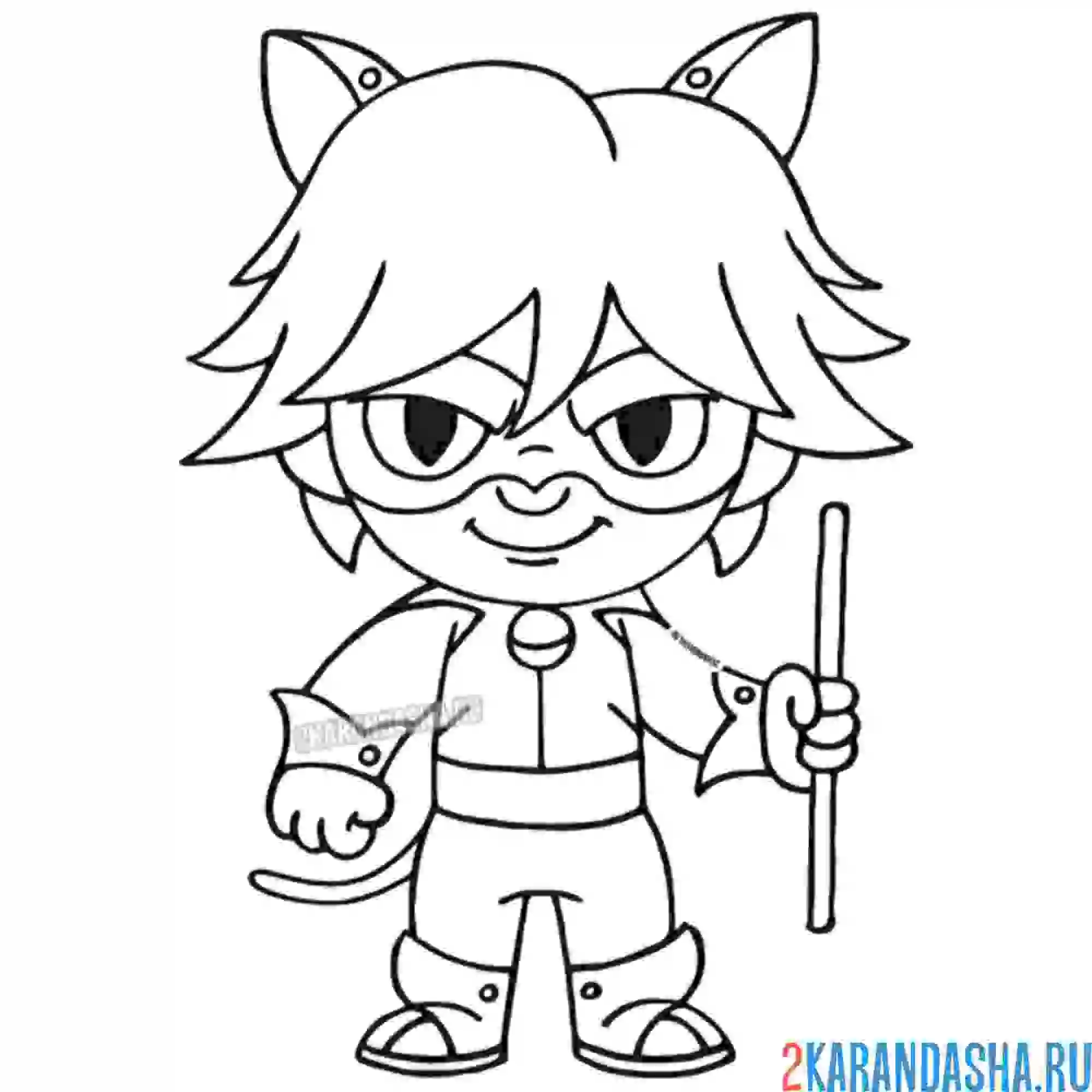 Раскраска мультяшный супер кот (адриан)