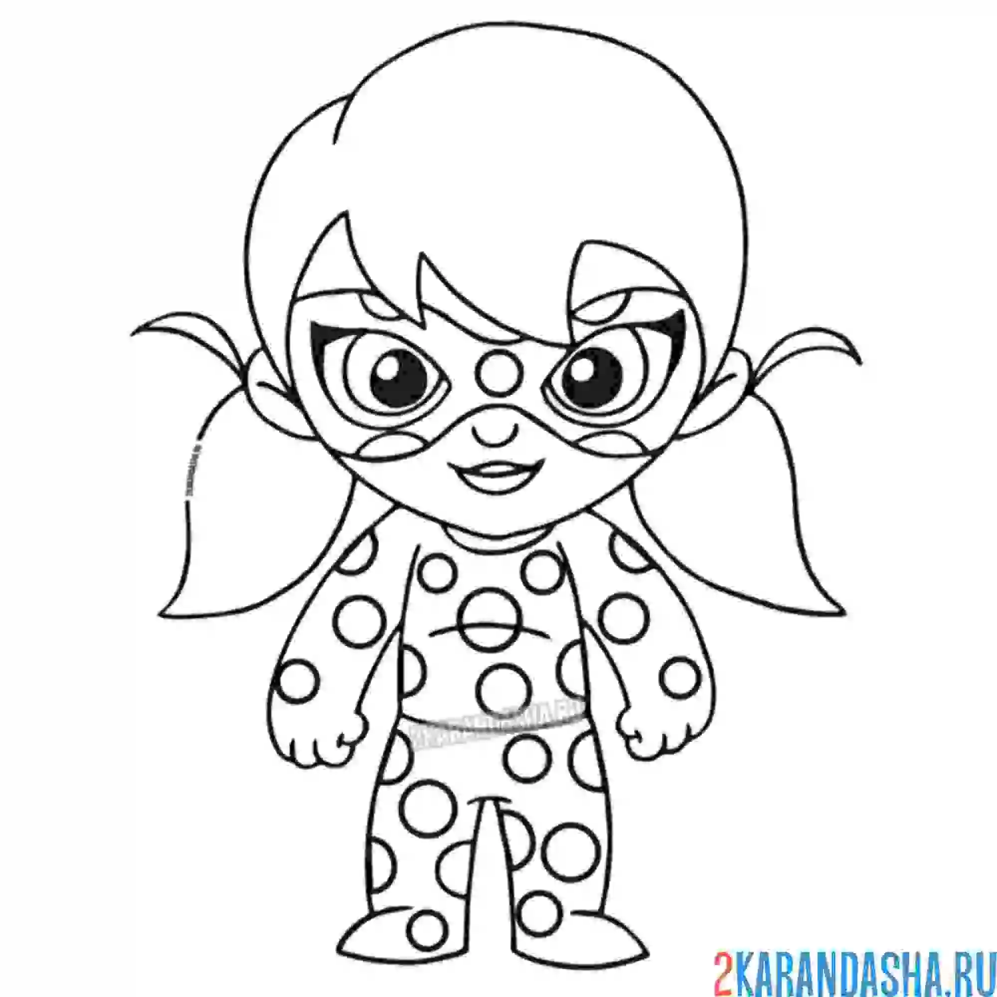 Раскраска милая мультяшная маринетт (леди баг)