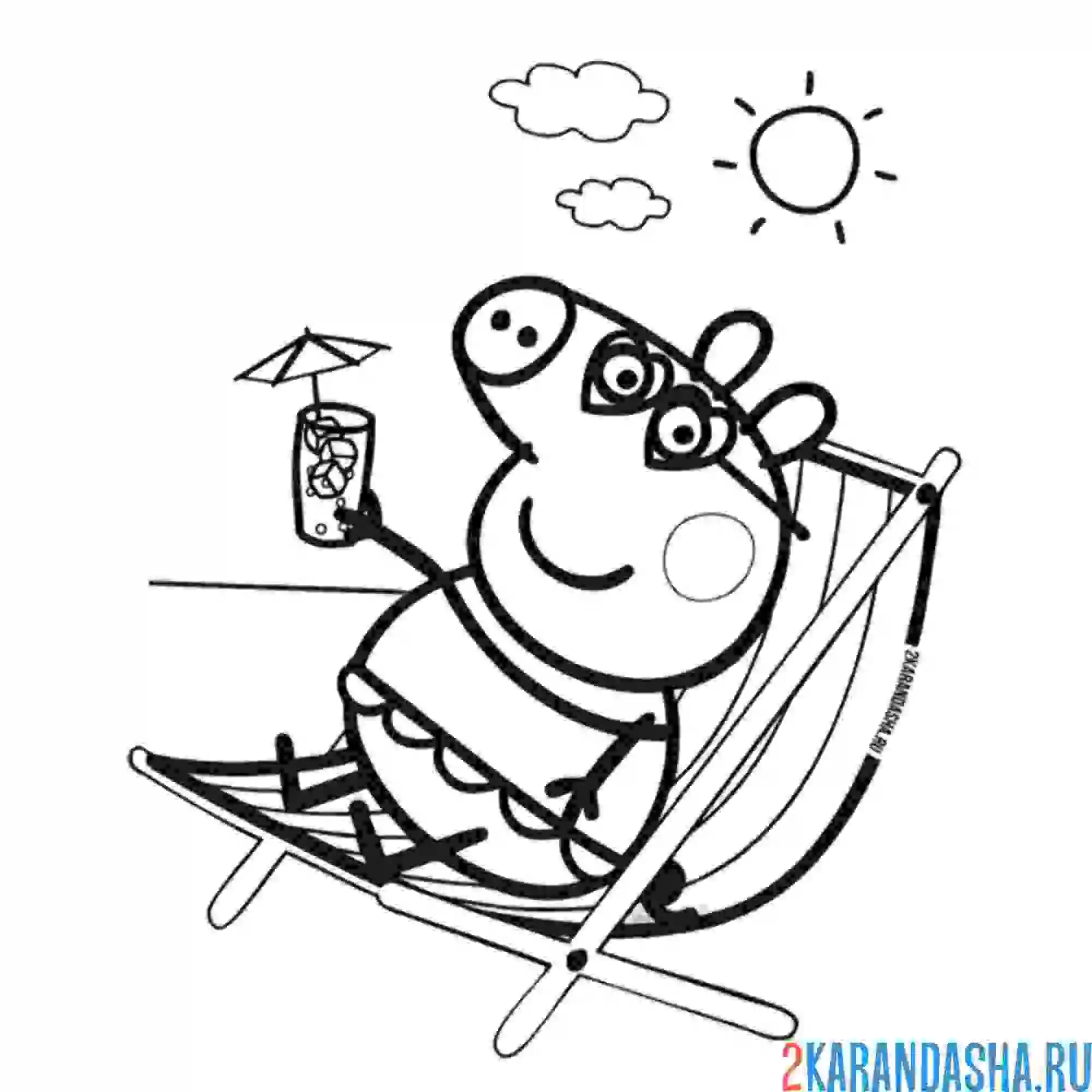 Раскраска отдыхает на пляже