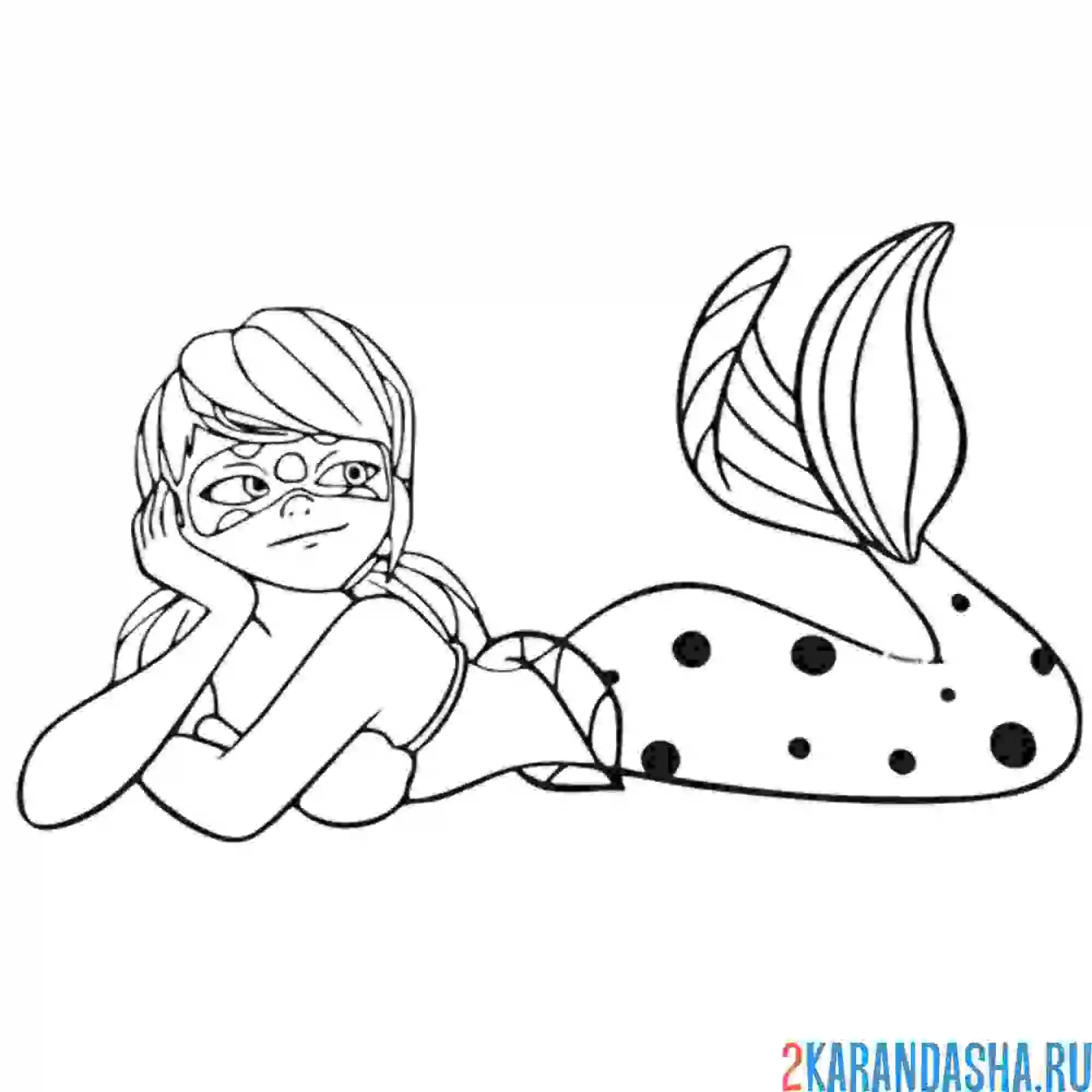 Раскраска леди баг русалка