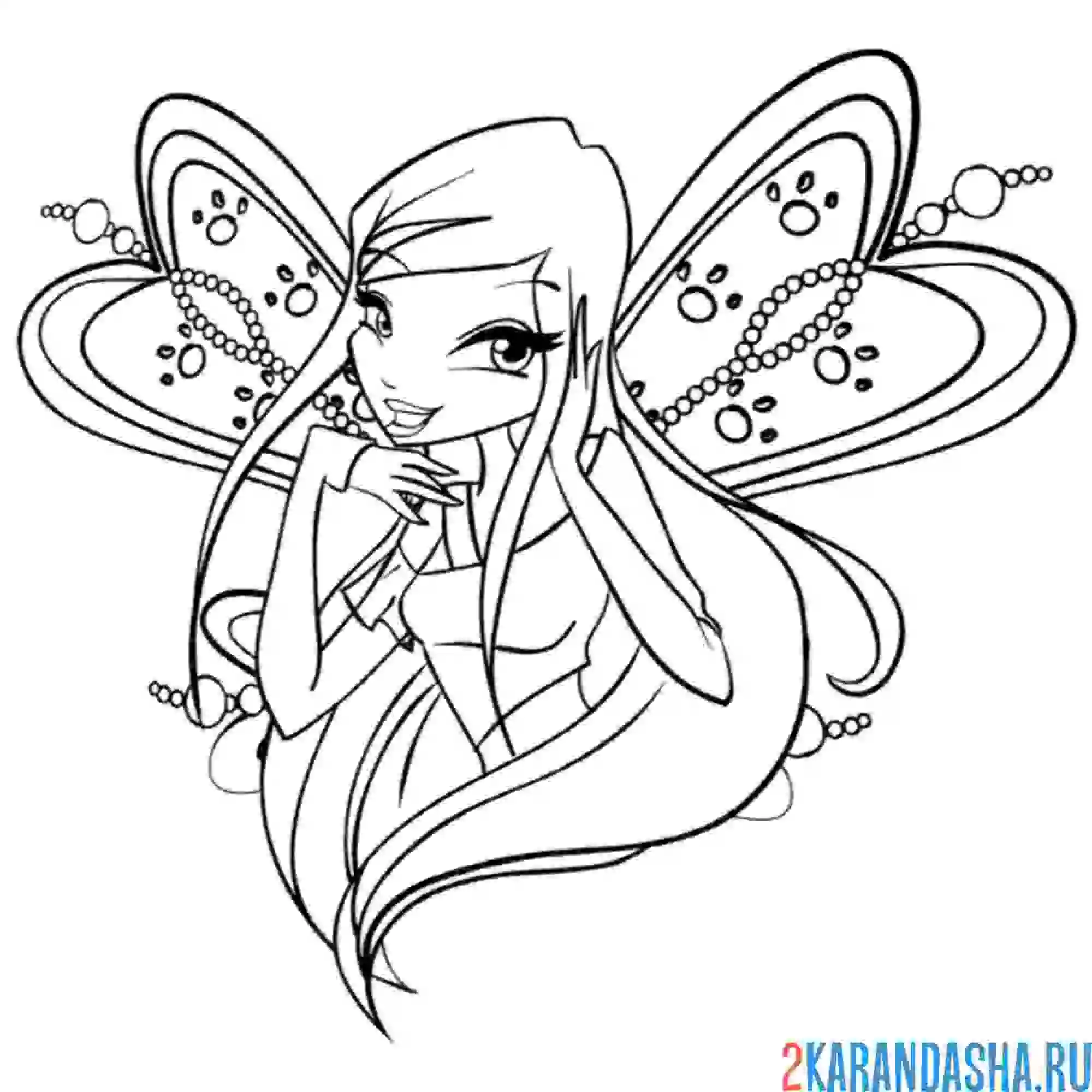Раскраска рокси с крыльями