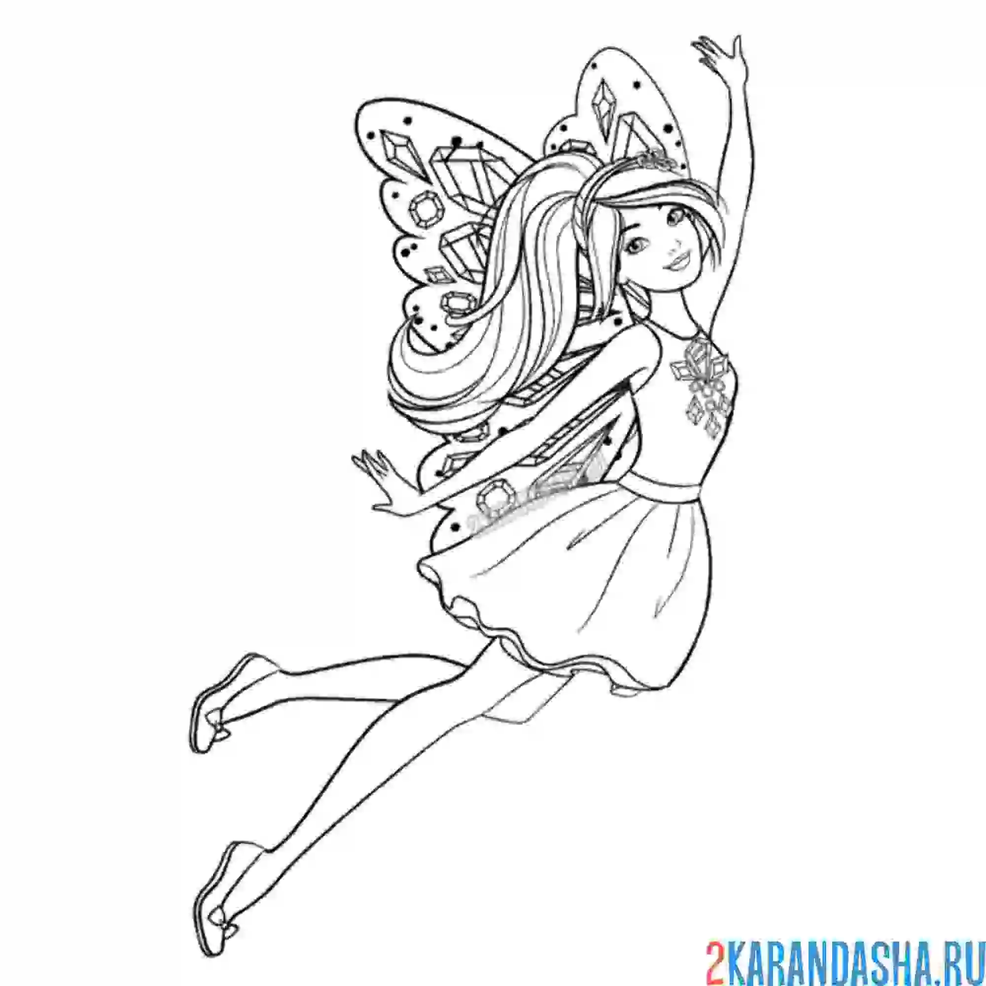 Раскраска барби с крыльями