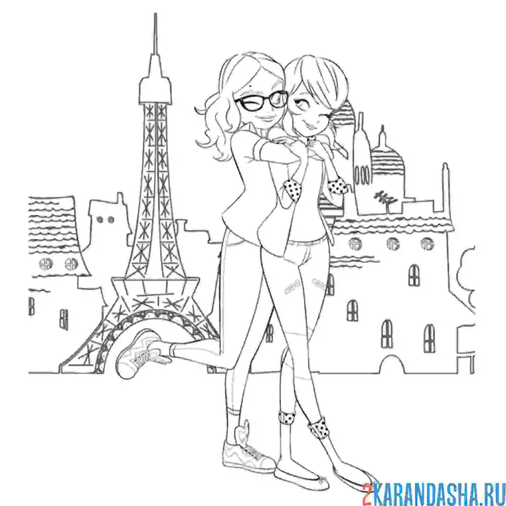 Раскраска маринетт и подруга аля