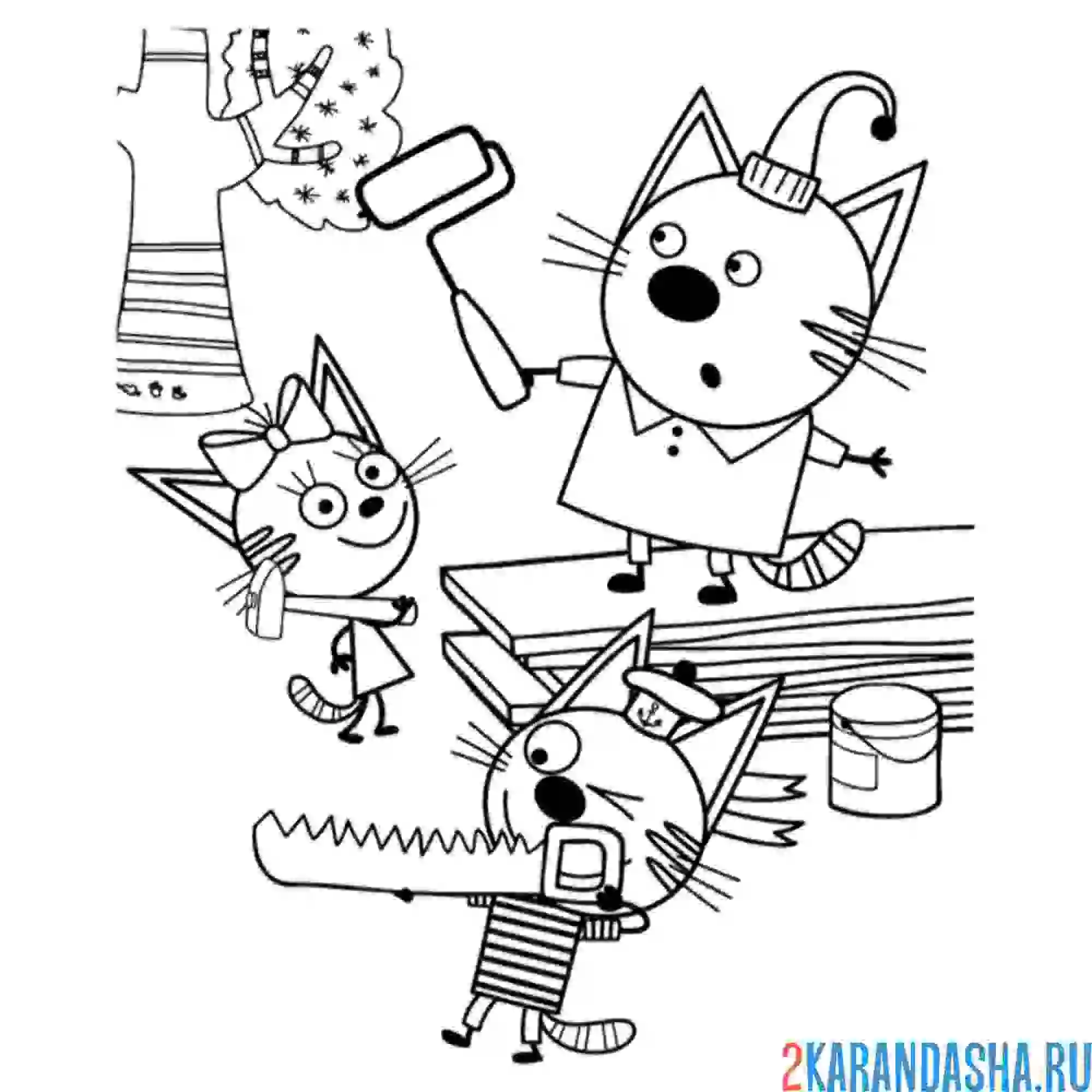 Раскраска строят дом на дереве