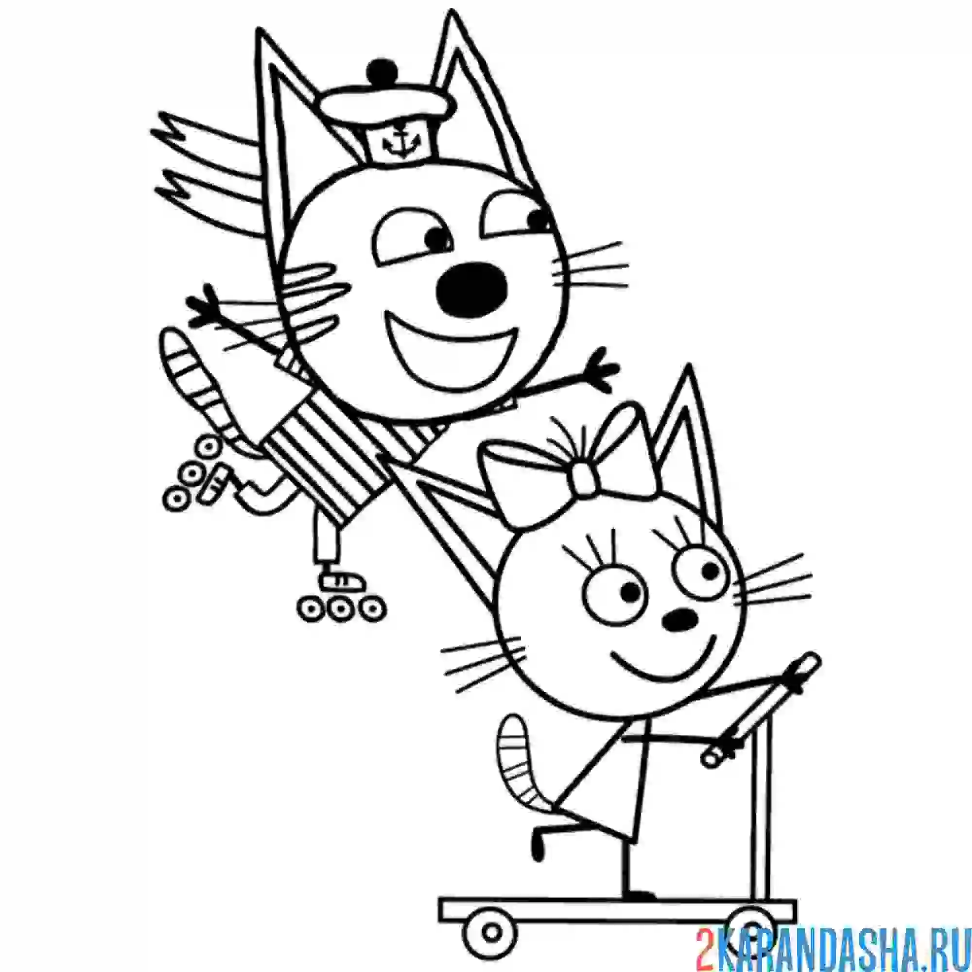 Раскраска карамелька и коржик