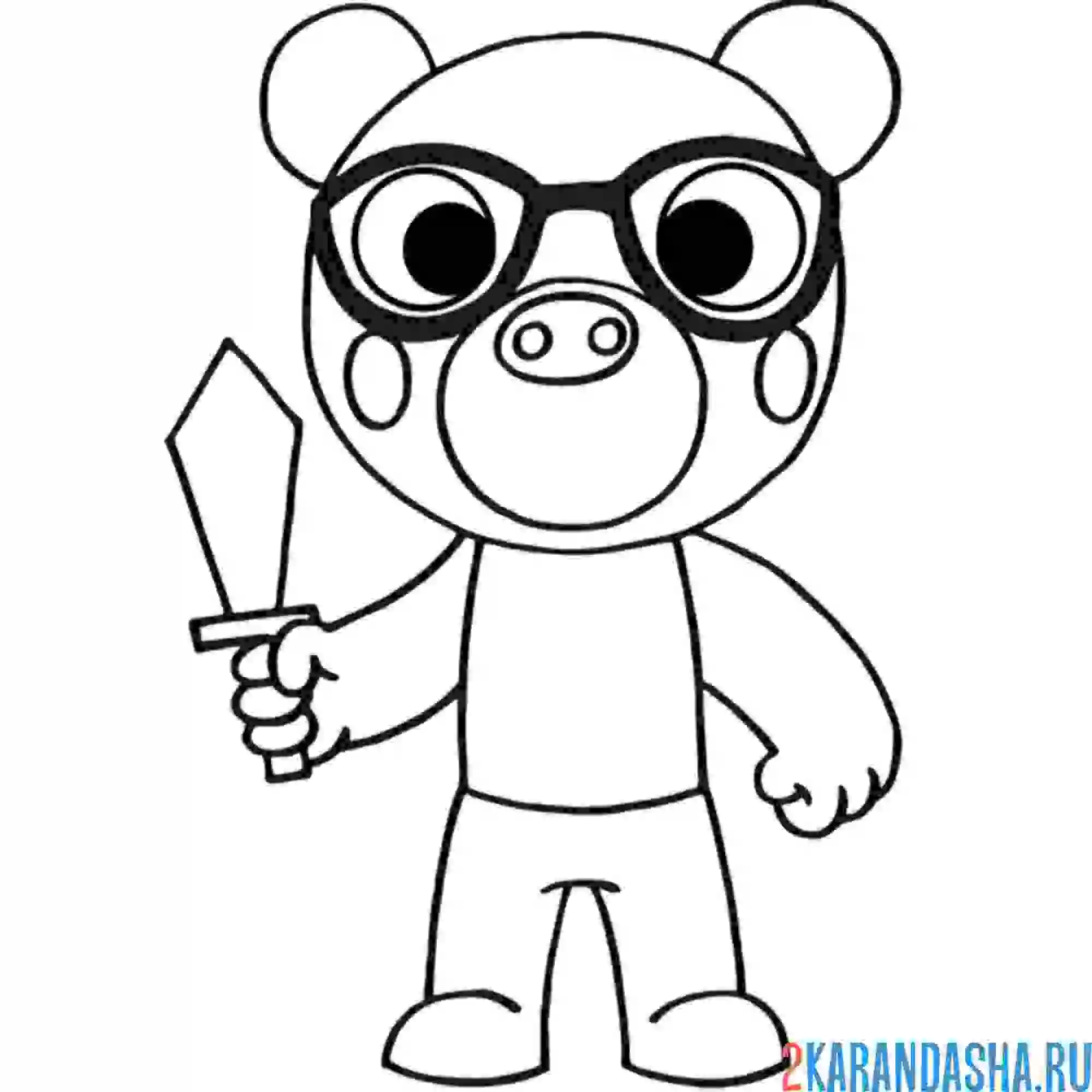 Раскраска медведь пигги