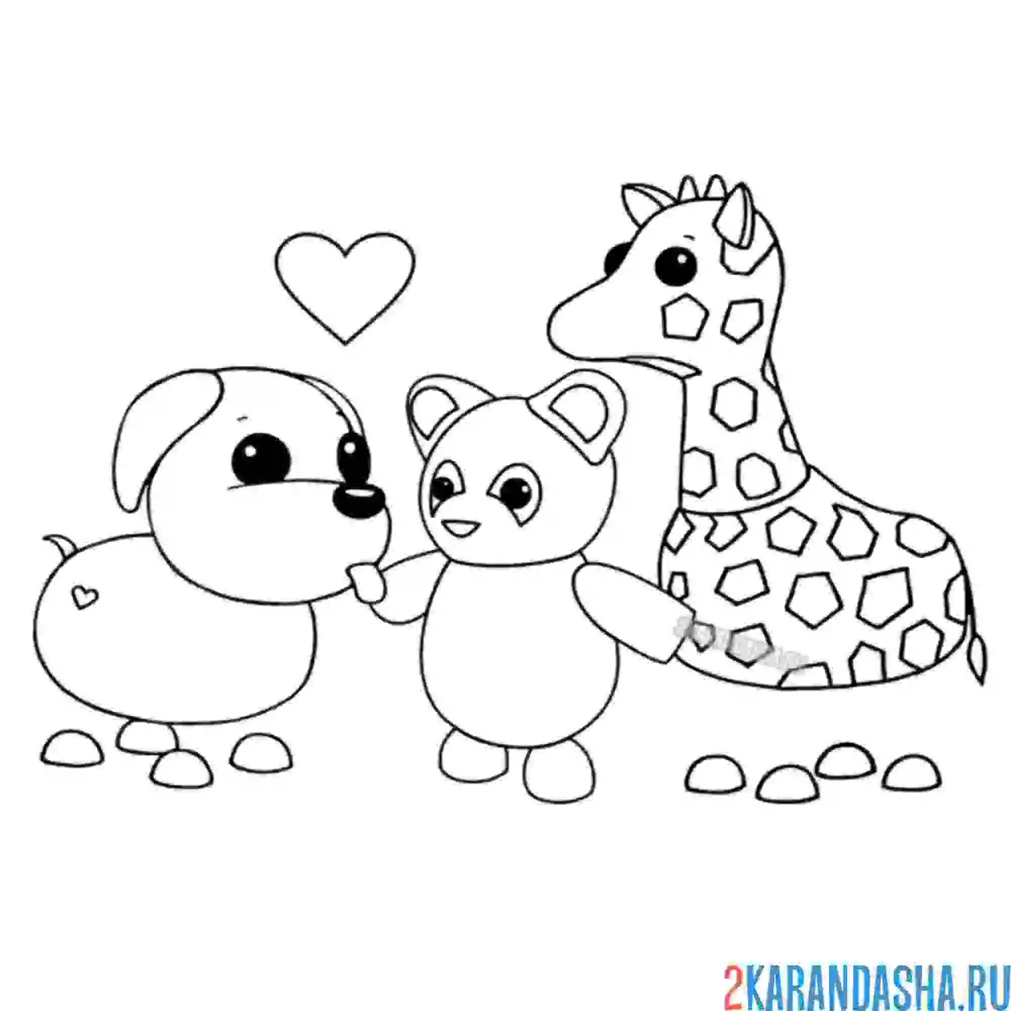 Раскраска адопт ми петс разные животные