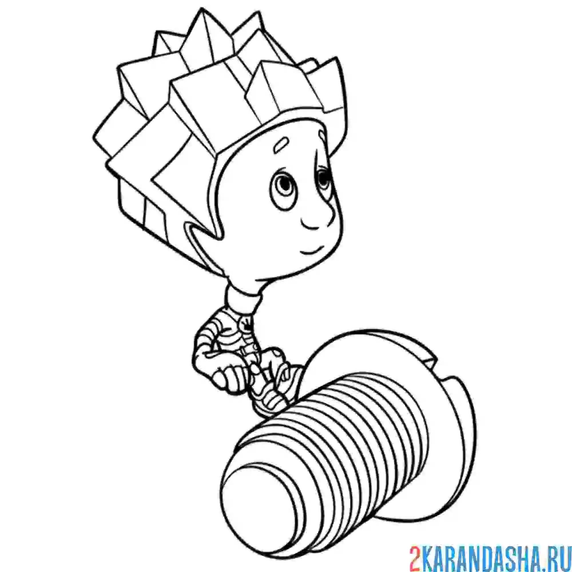 Раскраска нолик с болтом | фиксики