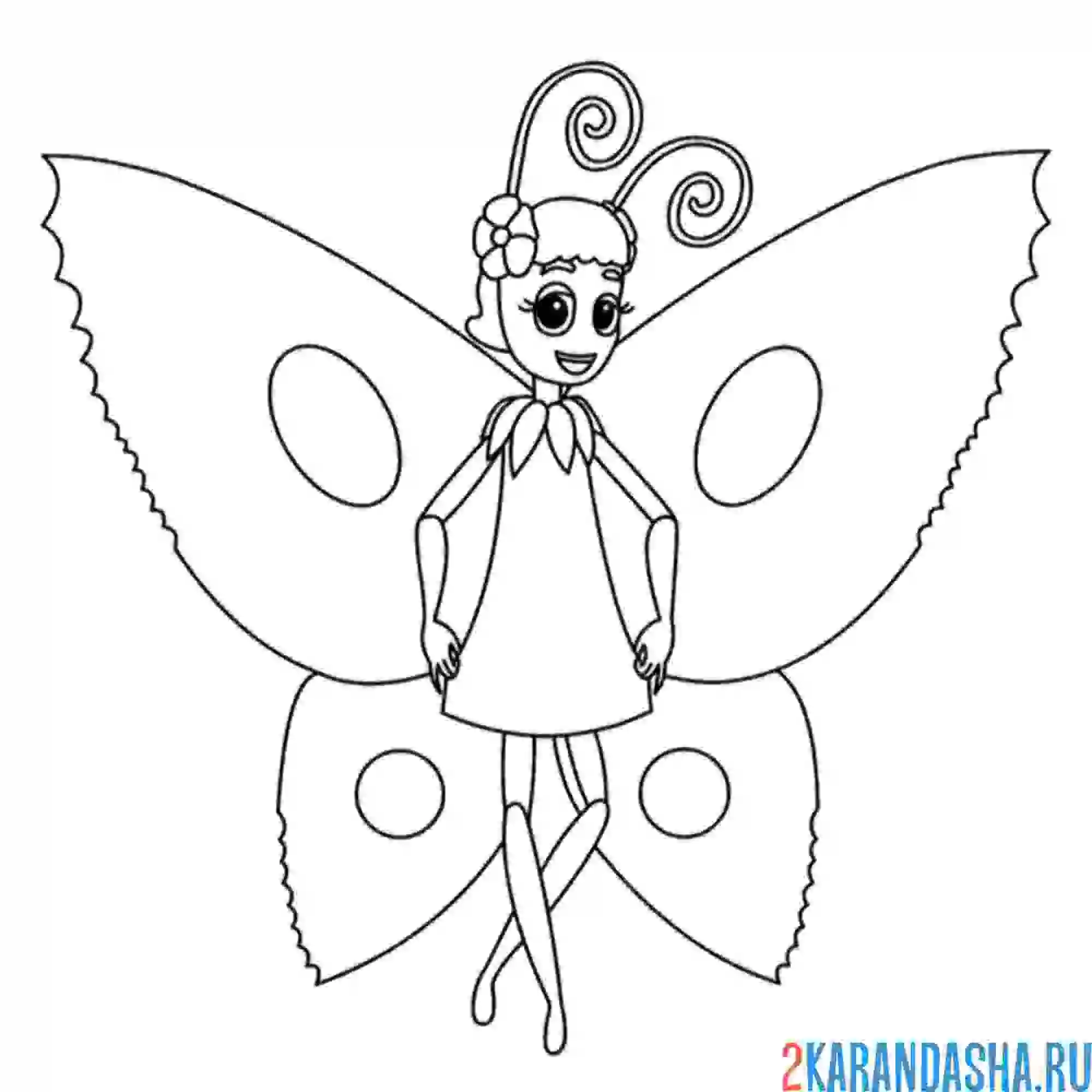 Раскраска бабочка элина из лунтика