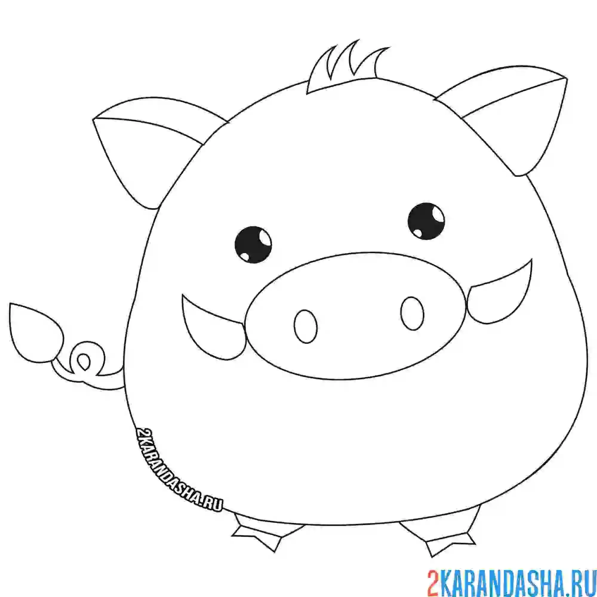 Раскраска простой нарисованный кабан