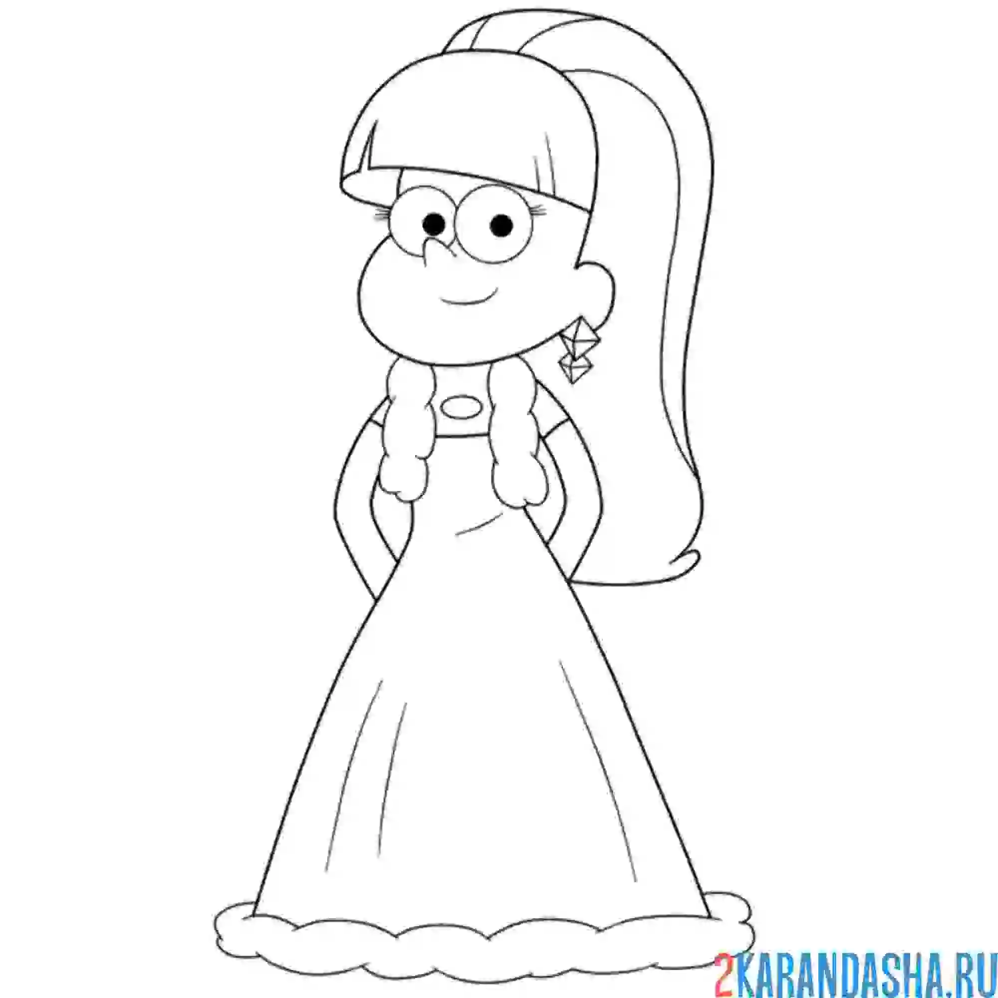 Раскраска мэйбл в платье