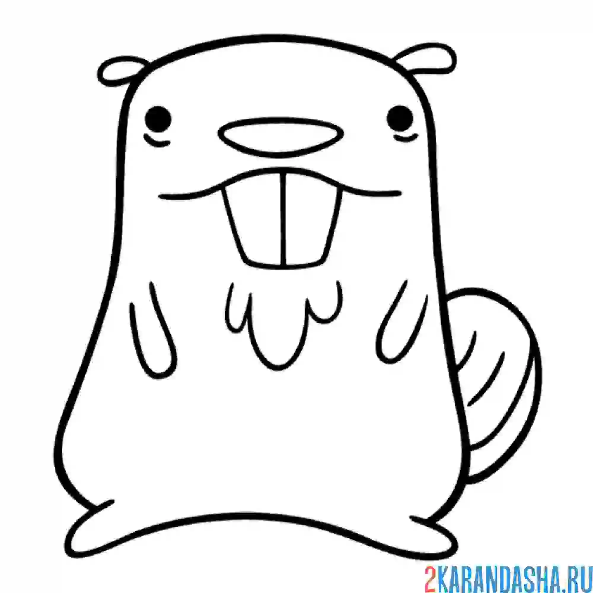Раскраска смешной бобер
