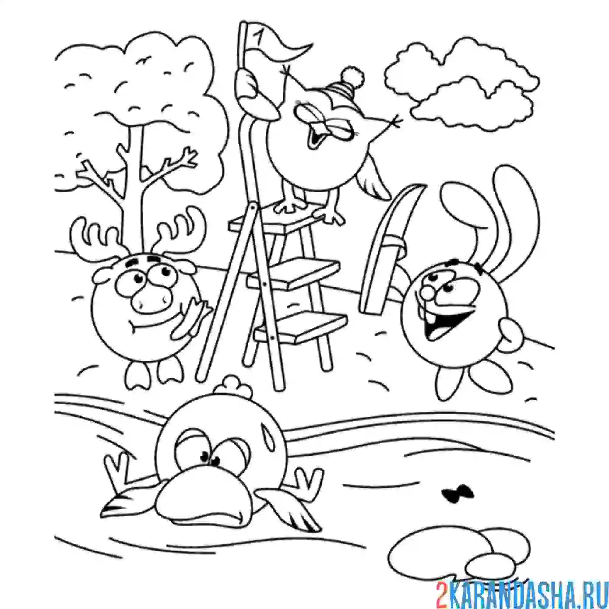 Раскраска соревнования среди друзей