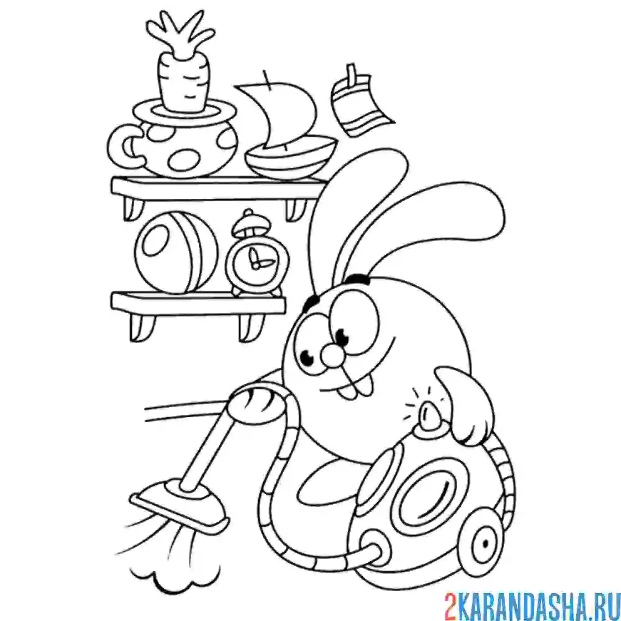 Раскраска крош убирается | смешарики