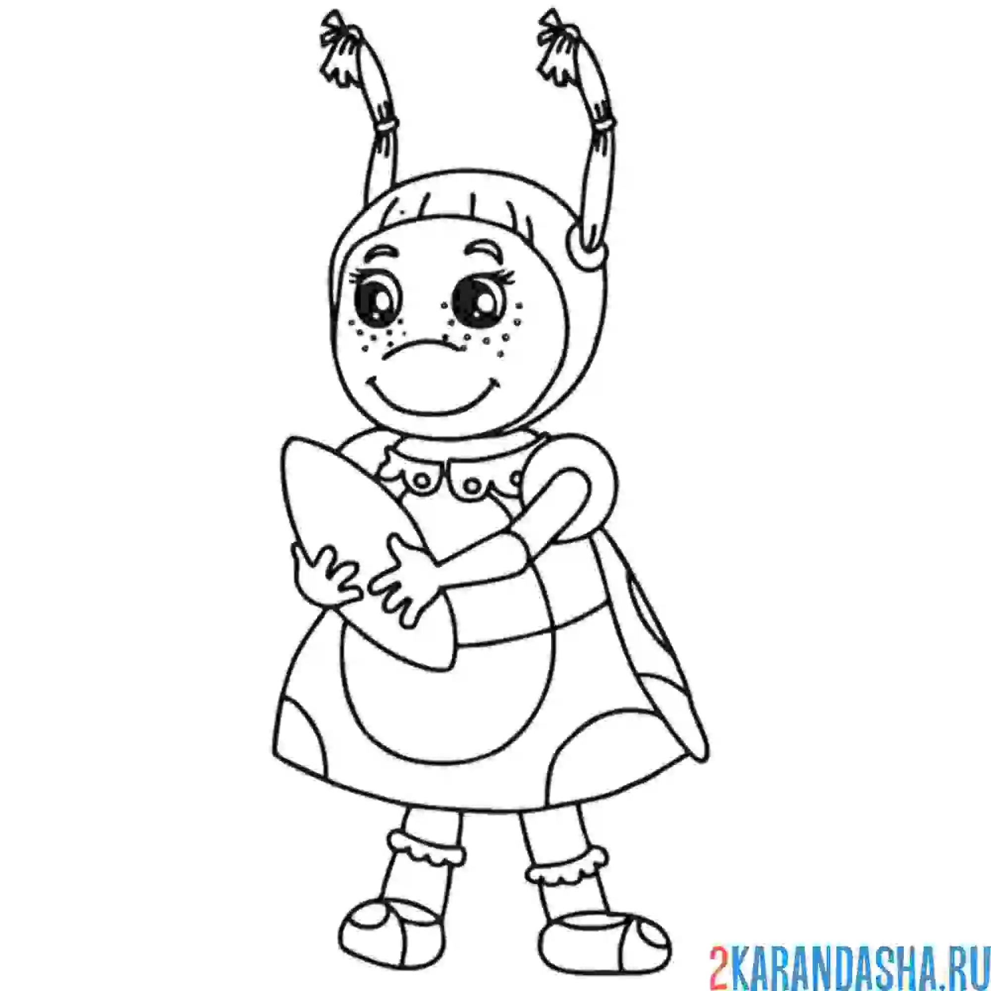 Раскраска славная божья коровка мила из лунтика