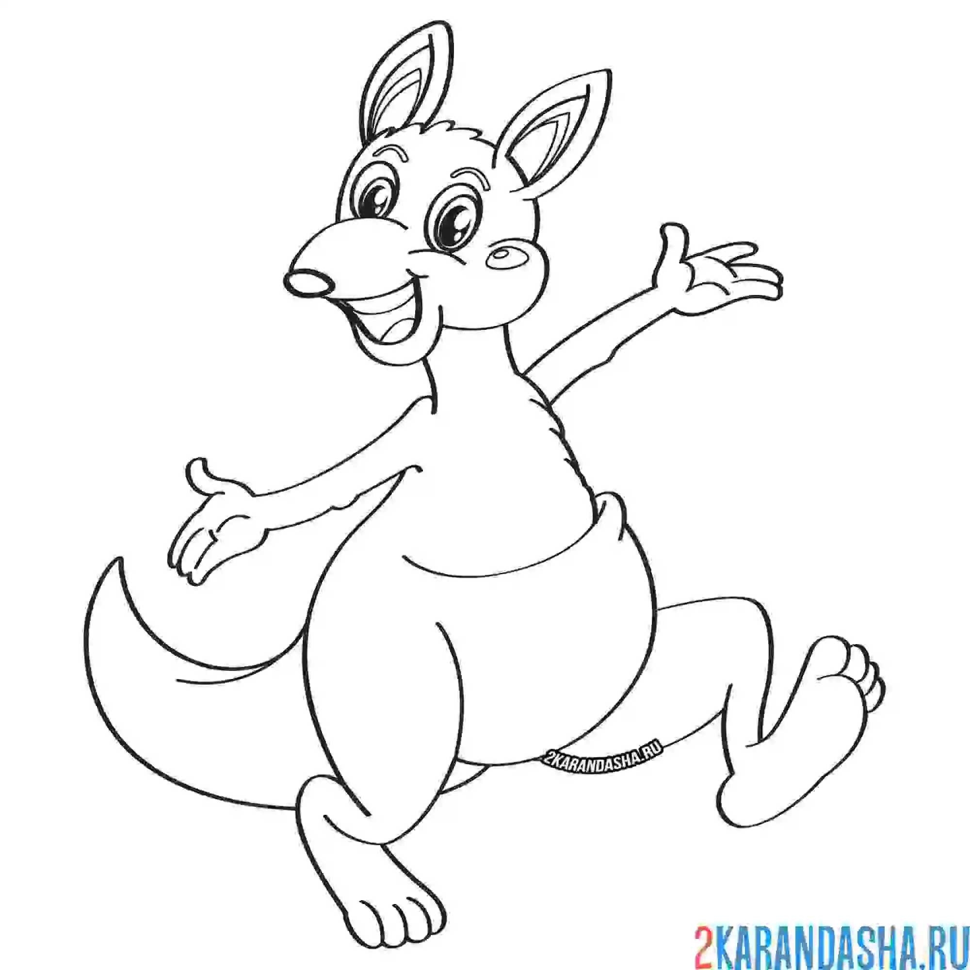 Раскраска кенгуру скачет