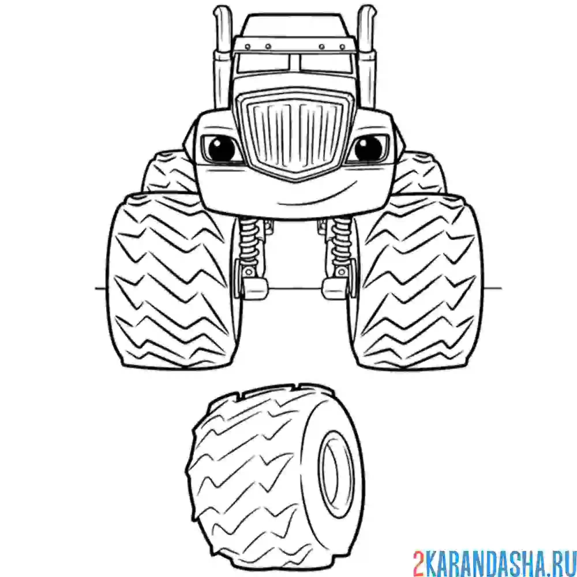 Раскраска крушила с колесом