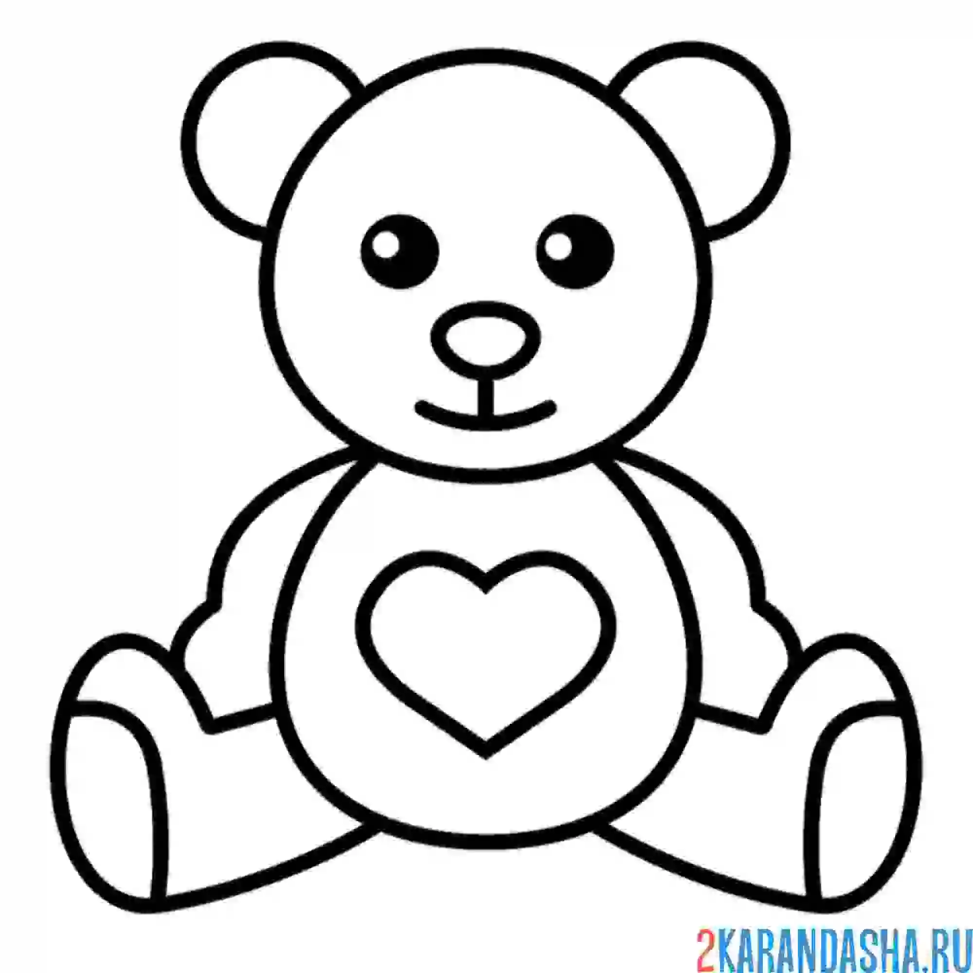 Раскраска мишка с сердцем