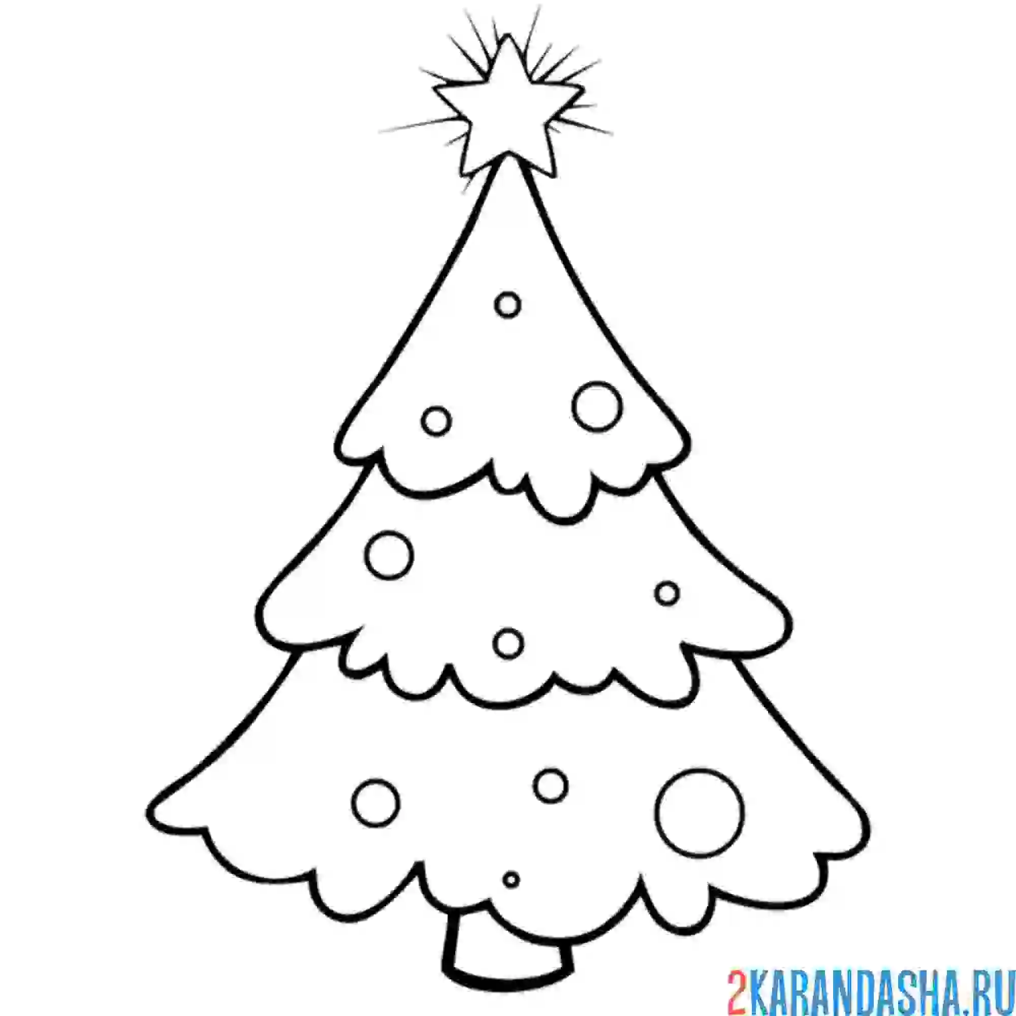 Раскраска новогодняя елка с шарами